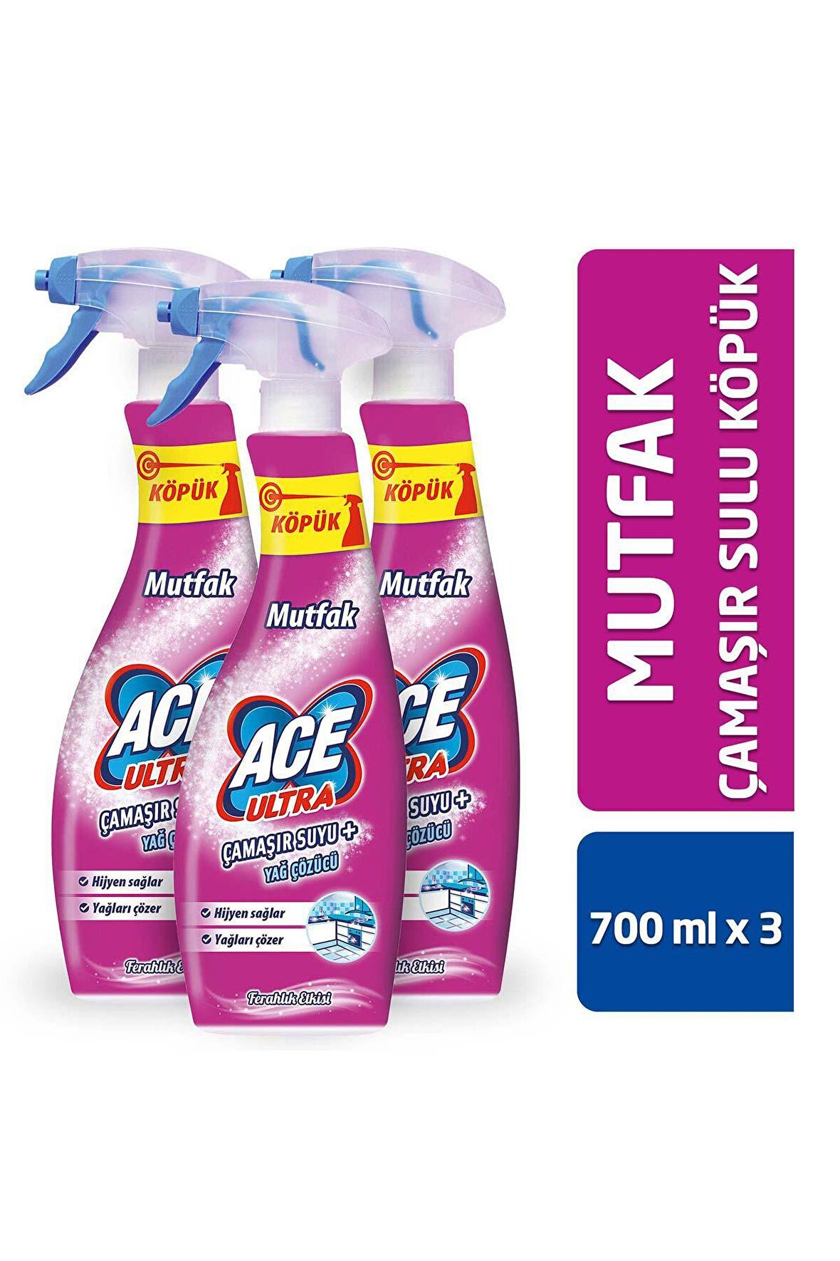 Ace Ultra Ferahlık Normal Köpük Çamaşır Suyu 3 x 700 ml