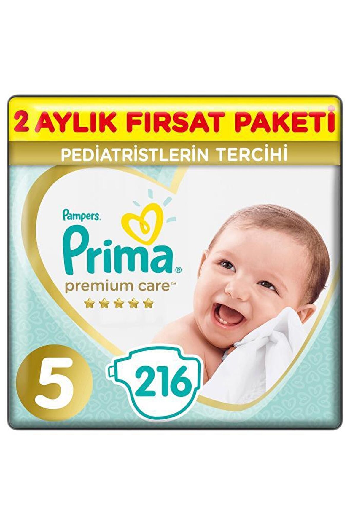 Prima Bebek Bezi Premium Care 5 Beden 216'lı Junior 2 Aylık Fırsat Paketi ( 108'li X 2 )