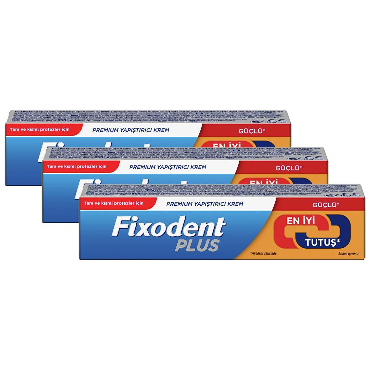 Fixodent Plus En İyi Tutuş Diş Protez Yapıştırıcı Krem 40 grX3
