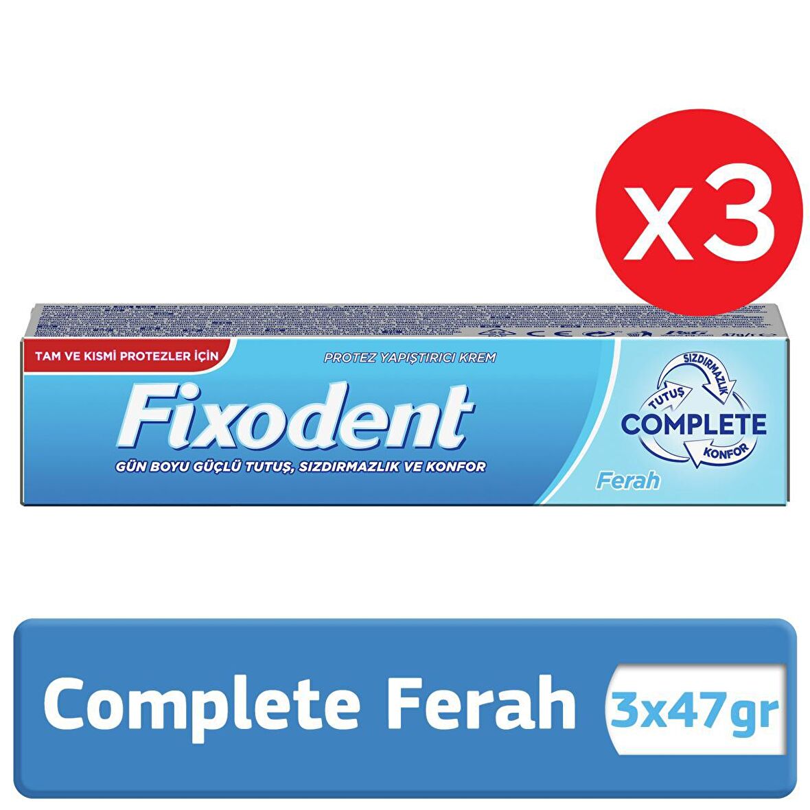 Fixodent Complete Ferah Diş Protez Yapıştırıcı Krem 47grX3