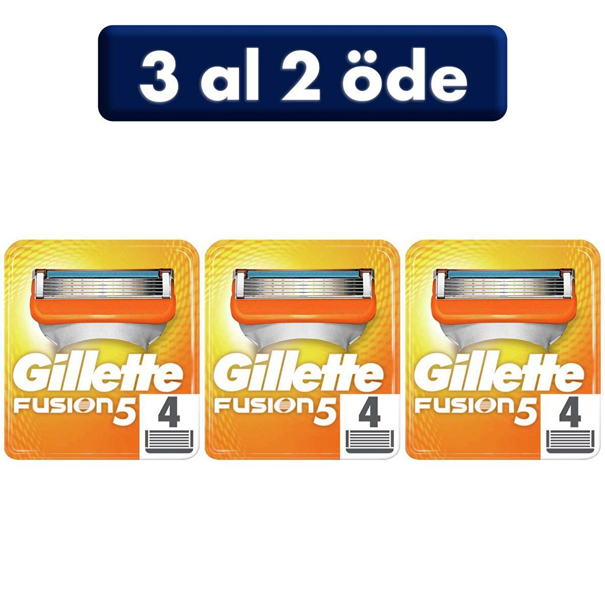 Gillette Fusion 4'lü 5 Bıçaklı Tüm Cilt Tipleri İçin Bıçak Yedeği 3 Al 2 Öde