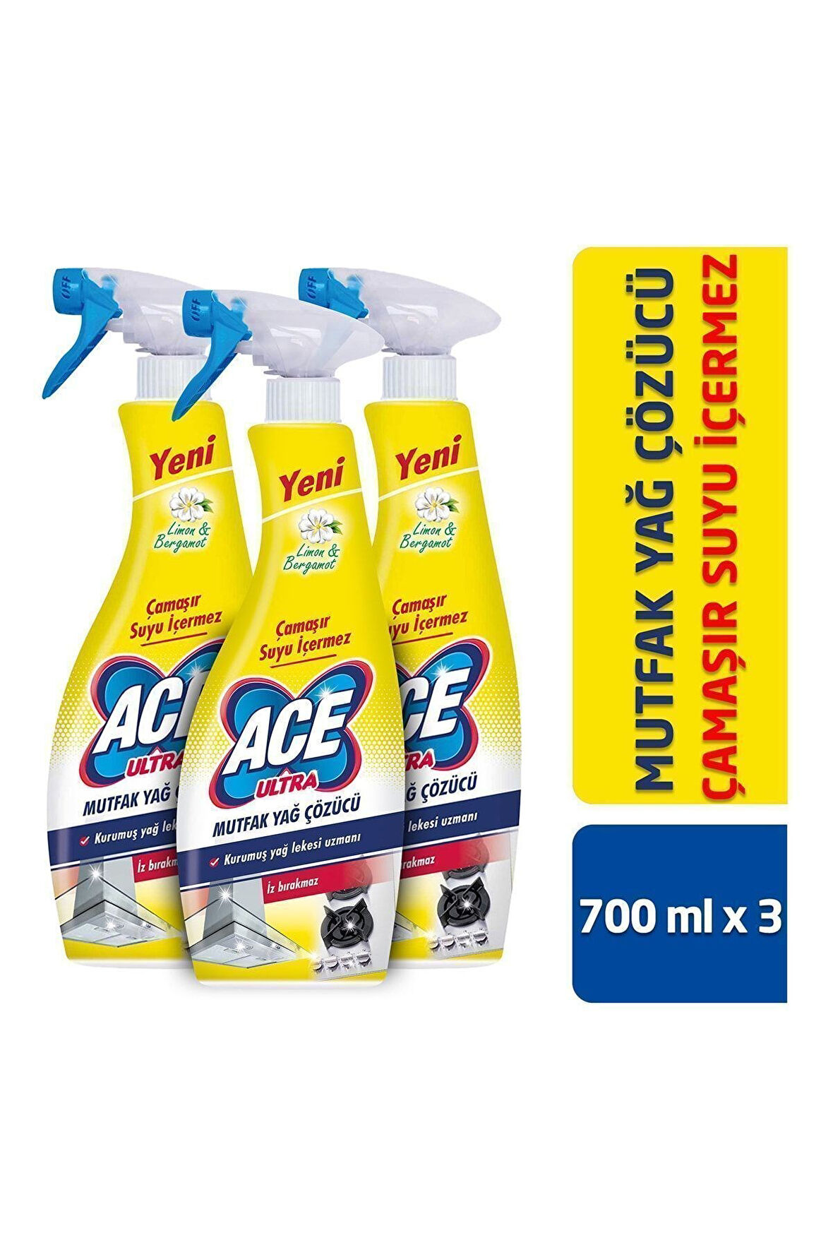 Ace Ultra Köpük Çamaşır Susuz Mutfak 700ml x 3 Adet