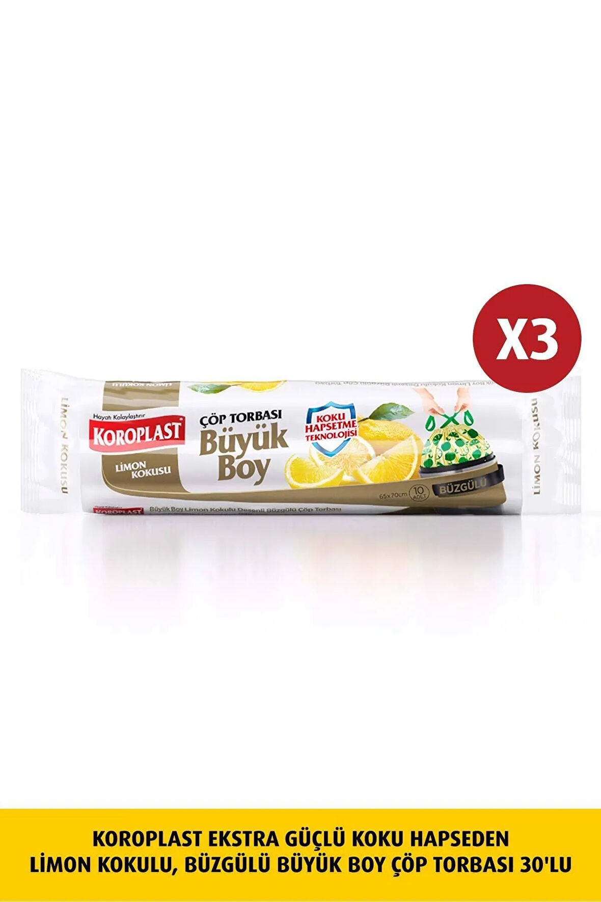 Koku Hapseden Limon Büzgülü Büyük Çöp Poşeti 10lux3 Ad