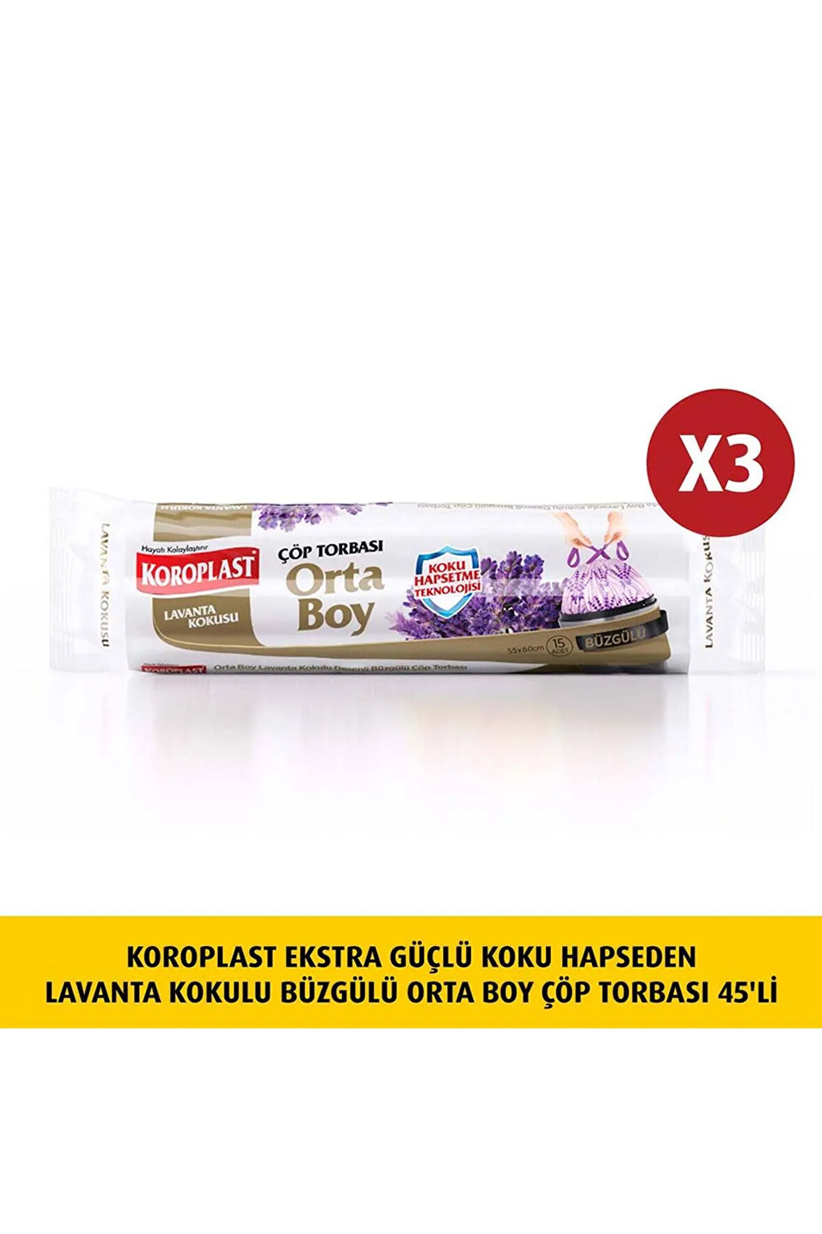 Koku Hapseden Lavanta Büzg Orta Boy Çöp Torbası 15lix3 Adet