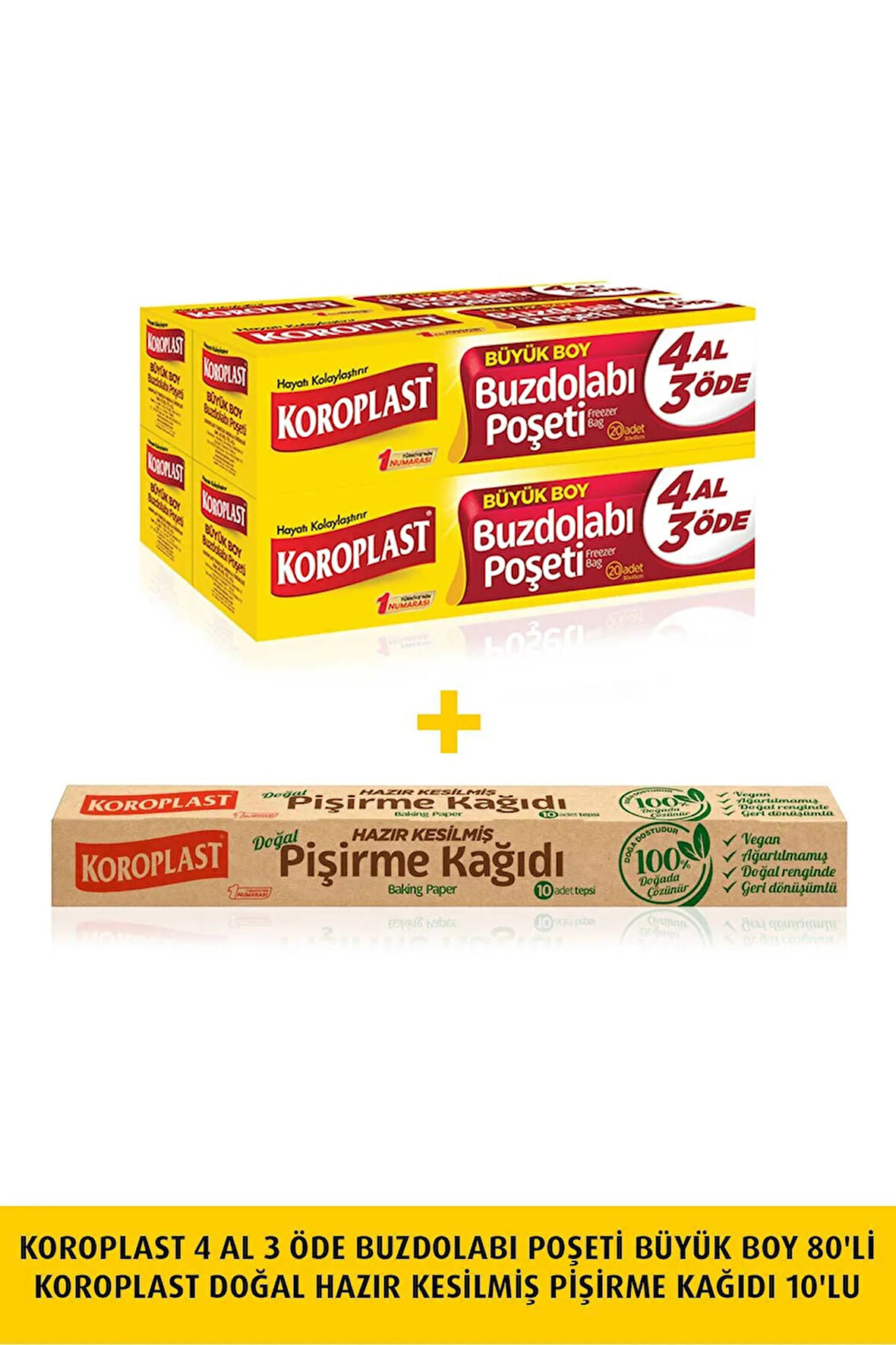 Koroplast 4 AL 3 ÖDE  Buzdolabı Poşeti Büyük Boy 80'liKoroplast Doğal Pişirme Kağıdı Hazır Kesilmiş 10'lu