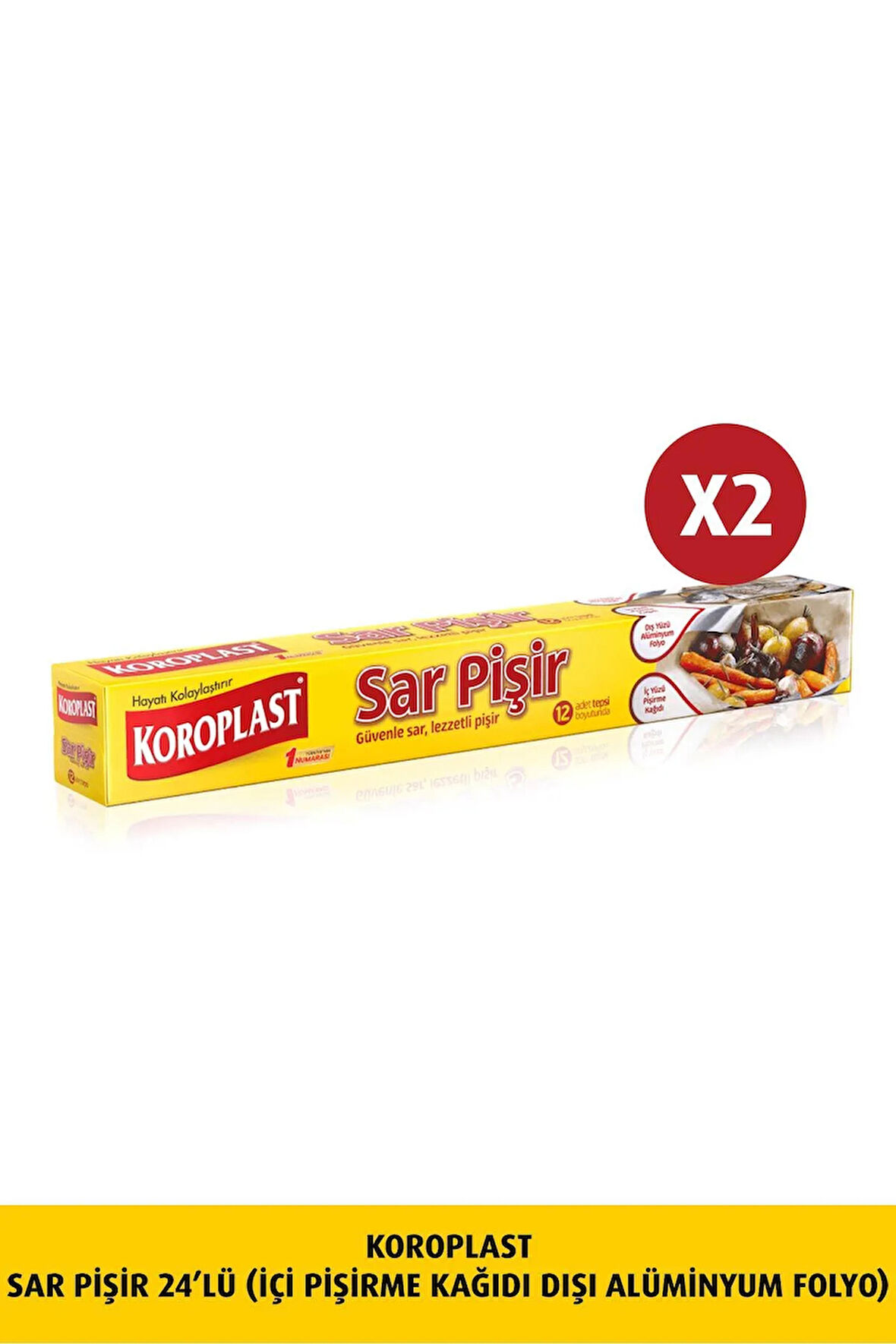 Koroplast Sar Pişir 12'li ( İçi Pişirme Kağıdı- Dışı Aliminyum Folyo ) x2