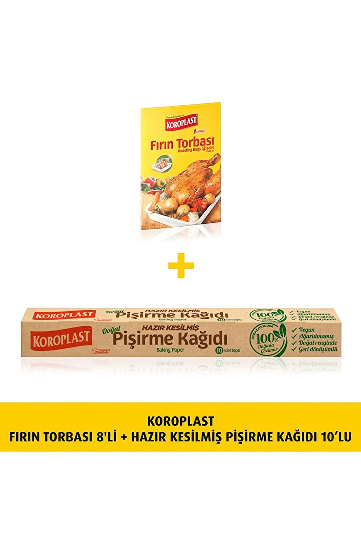 Fırın Torbası 8'li X1 Adet Hazır Kesil. Pişirme Kağıdı 10lu X1 Adet
