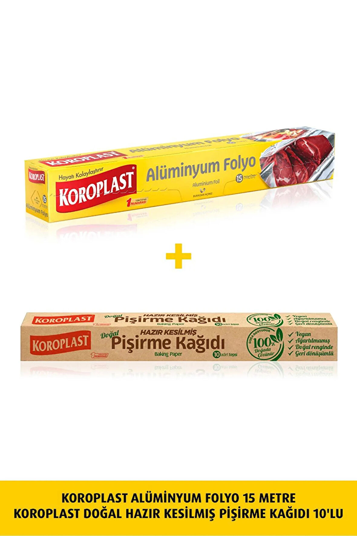 Koroplast Alümünyum Folyo 15 metreKoroplast Doğal Pişirme Kağıdı Hazır Kesilmiş 10'lu
