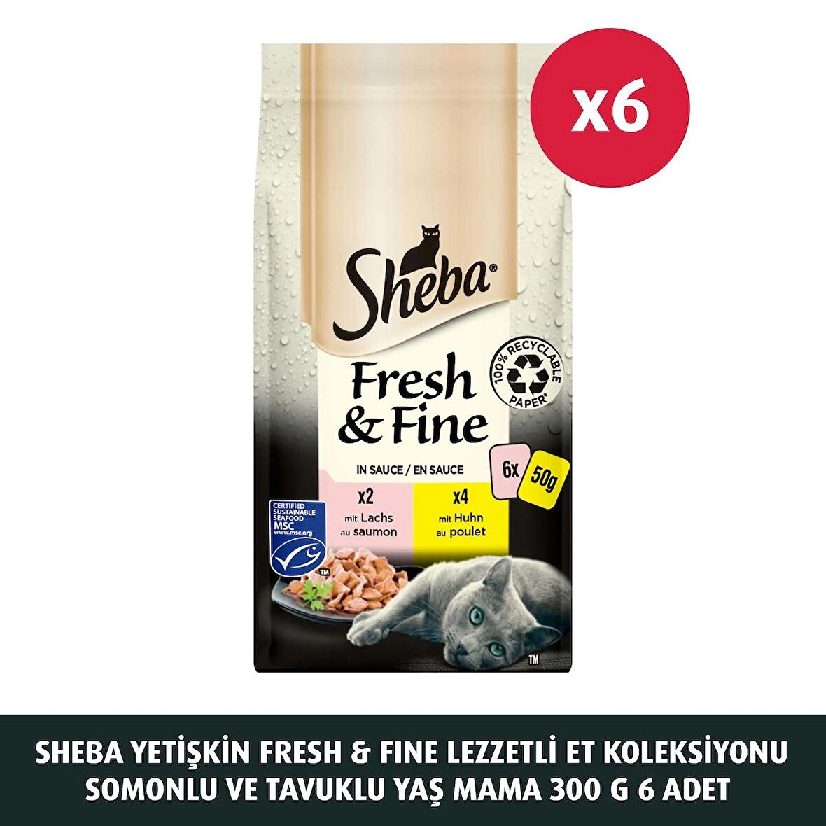 Sheba Fresh & Fine Et Koleksiyonu Yaş Mama 300 G 6X