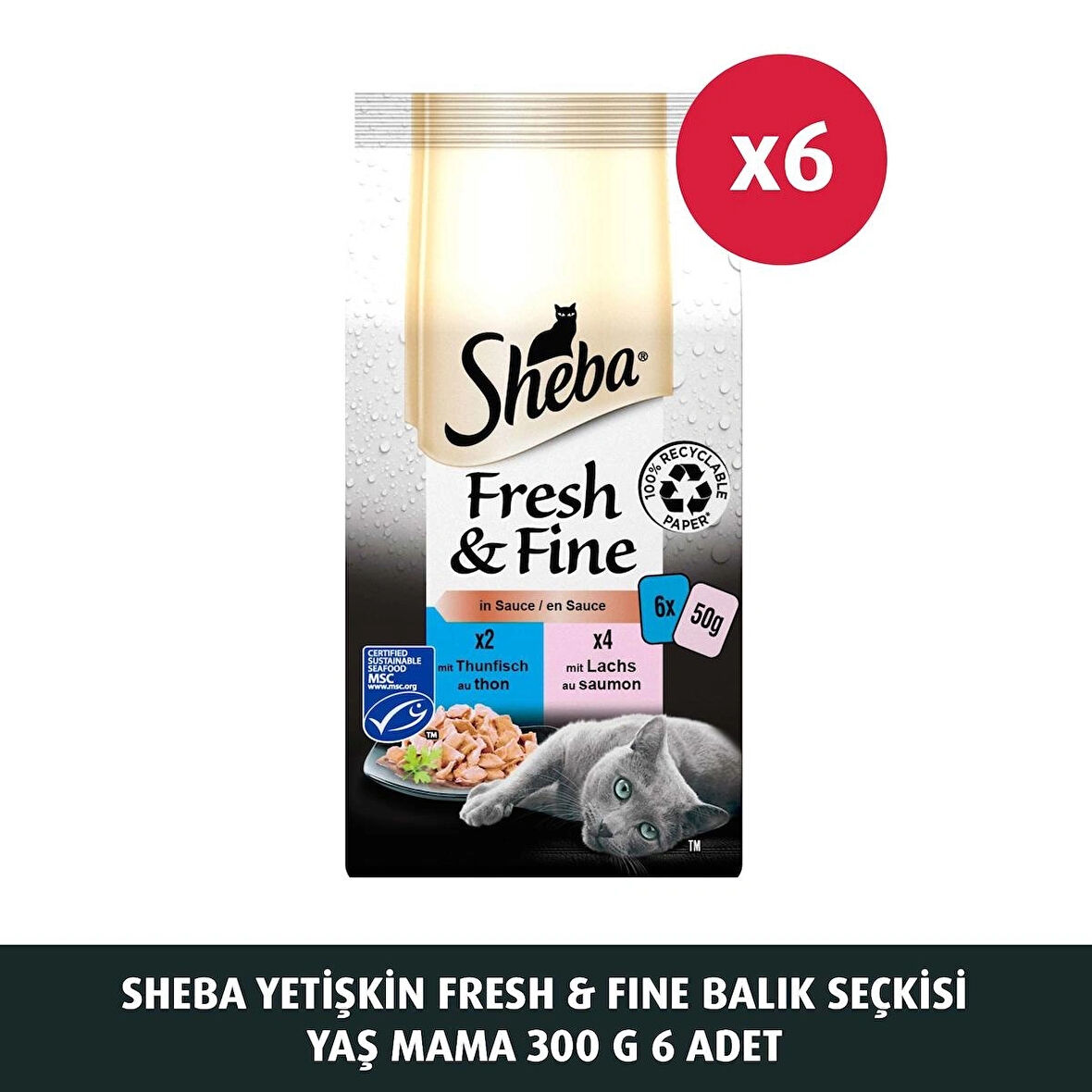 Sheba Fresh & Fine Balık Seçkisi Yaş Mama 300 G  6X