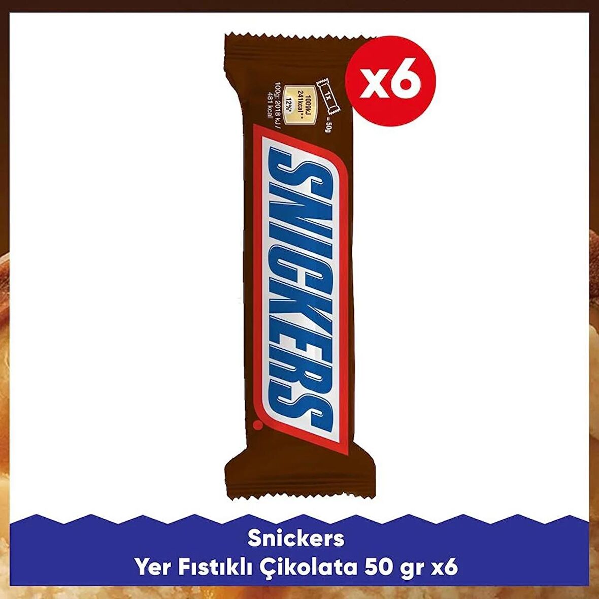 Snickers Yer Fıstıklı Çikolata 50 G 6X