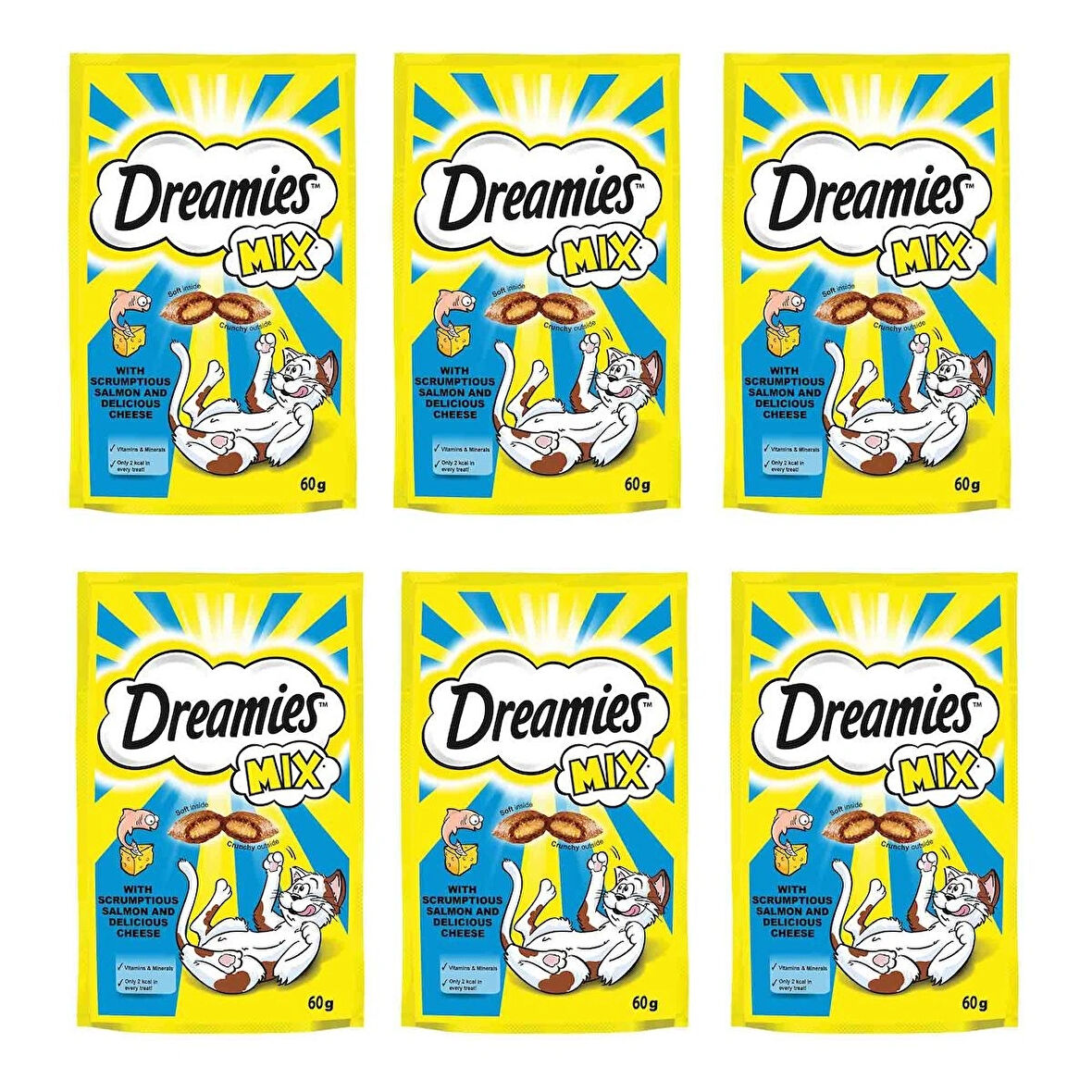 Dreamies Mix Peynirli ve Somonlu 60 gr 6'lı Kedi Ödül Maması