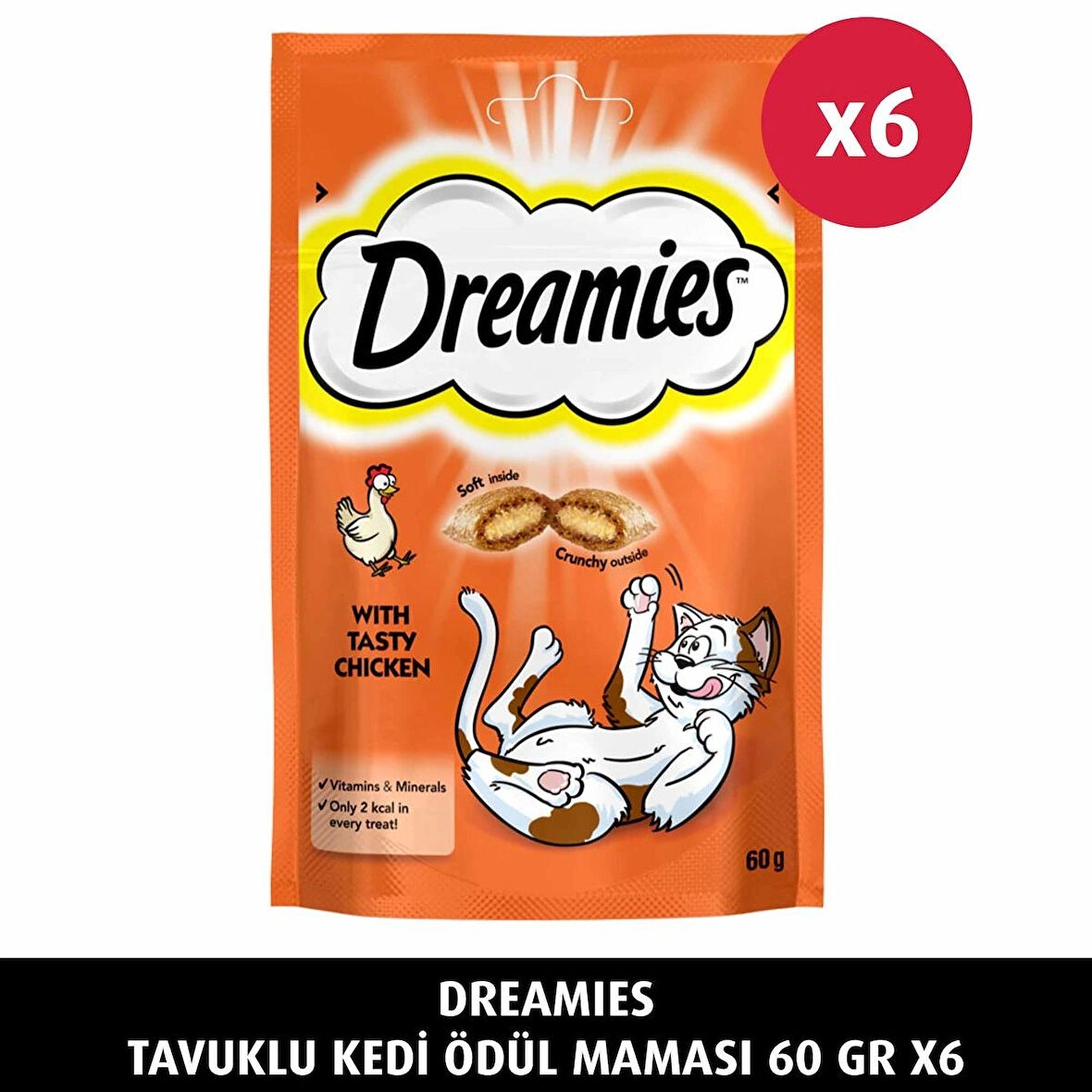 Dreamies Tavuklu 60 gr 6'lı Kedi Ödül Maması