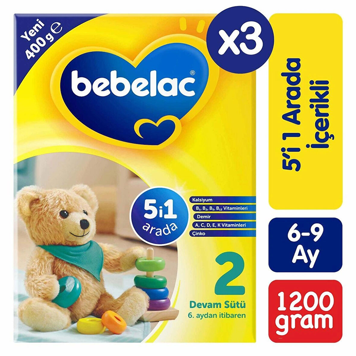 Bebelac 2 Devam Sütü 400 g 6-9 Ay x3 Avantaj Paket