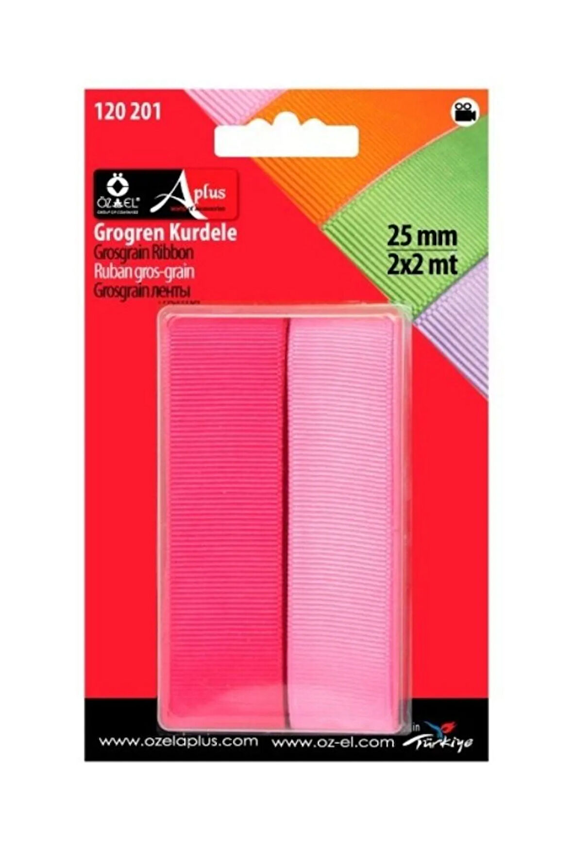 Fuşya Ve Pembe 2'li Grogren Kurdele 2,5 Cm 2 2 Mt 120 201