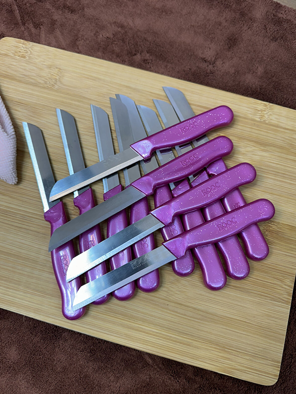 Kapris 12 Adet Meyve Bıçağı Seti Alman Model Pembe SLR01