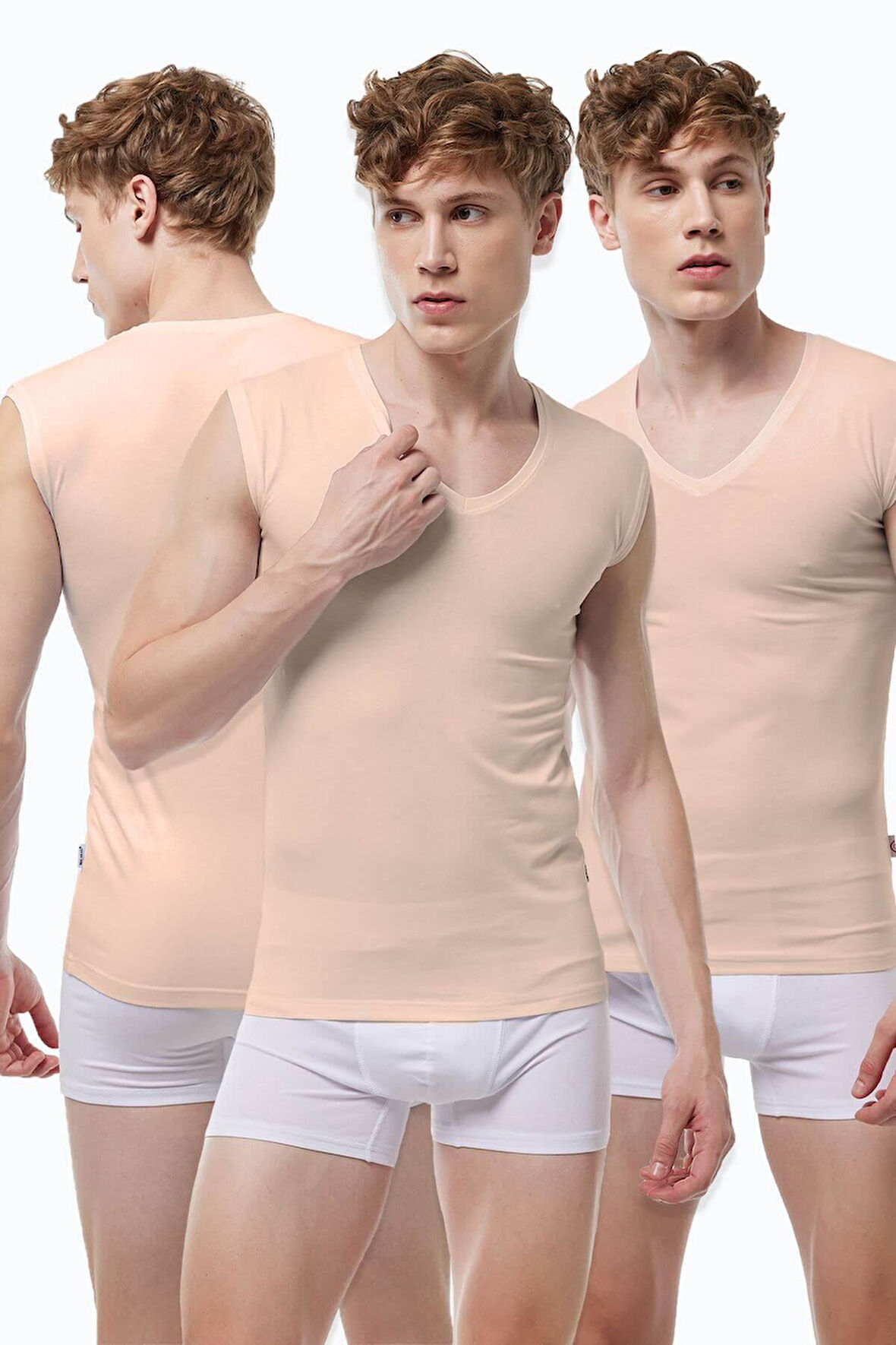 Malabadi 064  3'Lü Paket Erkek V Yaka İz Yapmayan Modal Kolsuz Lycralı Atlet