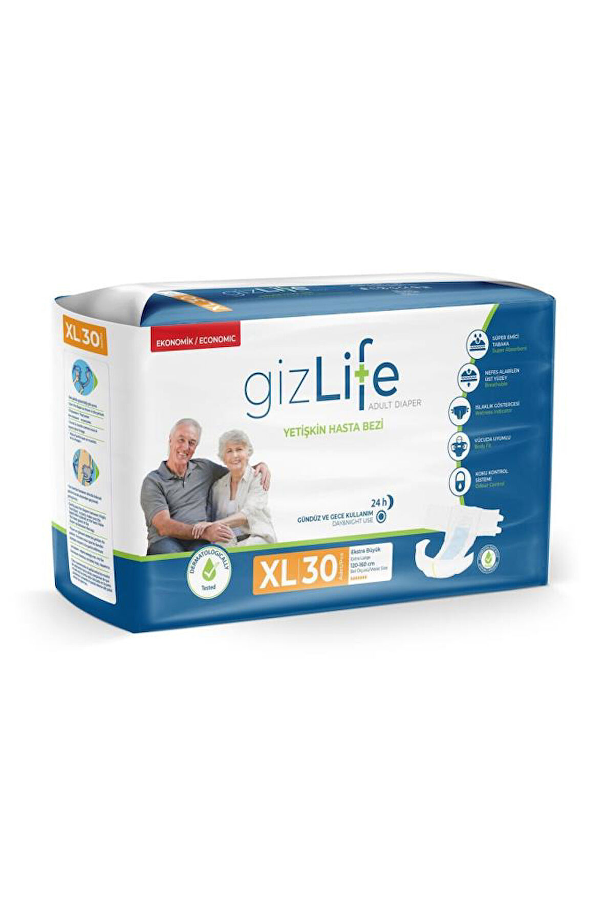 GIZLIFE Bel Bantlı Yetişkin Hasta Bezi Ekstra Büyük Boy Xl 30 Adet