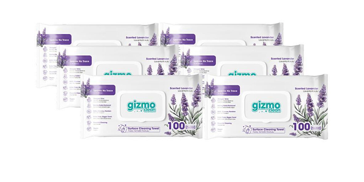 Gizmo Clean Yüzey Temizlik Havlusu Lavanta Kokulu 6 Paket 600 Yaprak