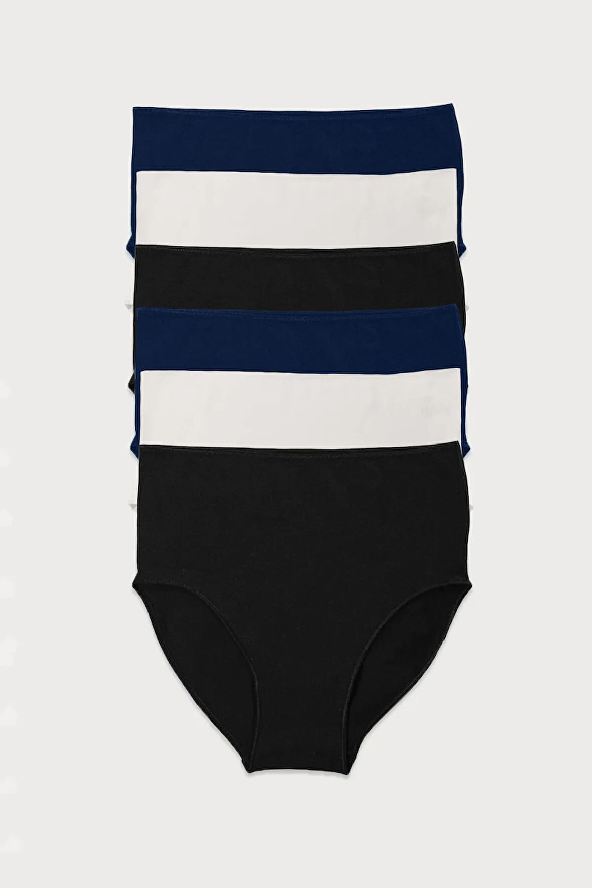 Kadın Siyah Beyaz Gri 6 Lı Paket Modal Yüksek Bel Slip Külot 1955