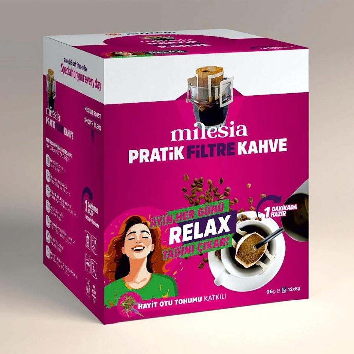 Milesia Hayıt Tohumlu Pratik Filtre Kahve 12 x 8 gr