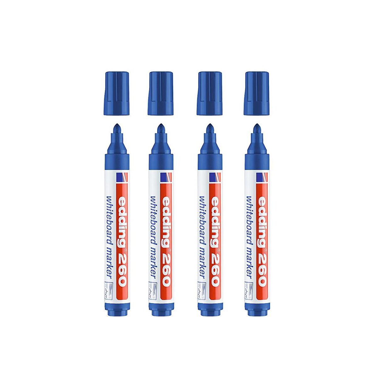 Edding 260 Beyaz Yazı Tahtası Kalemi Mavi 4 Lü Set 