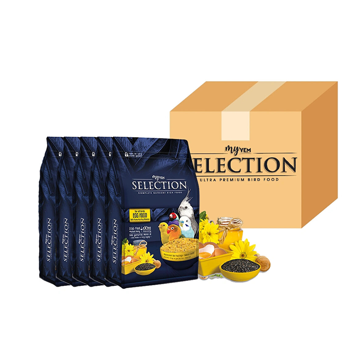 myyem selection egg ıslak ballı yumurtalı mama 1kg ( 5 li Paket )