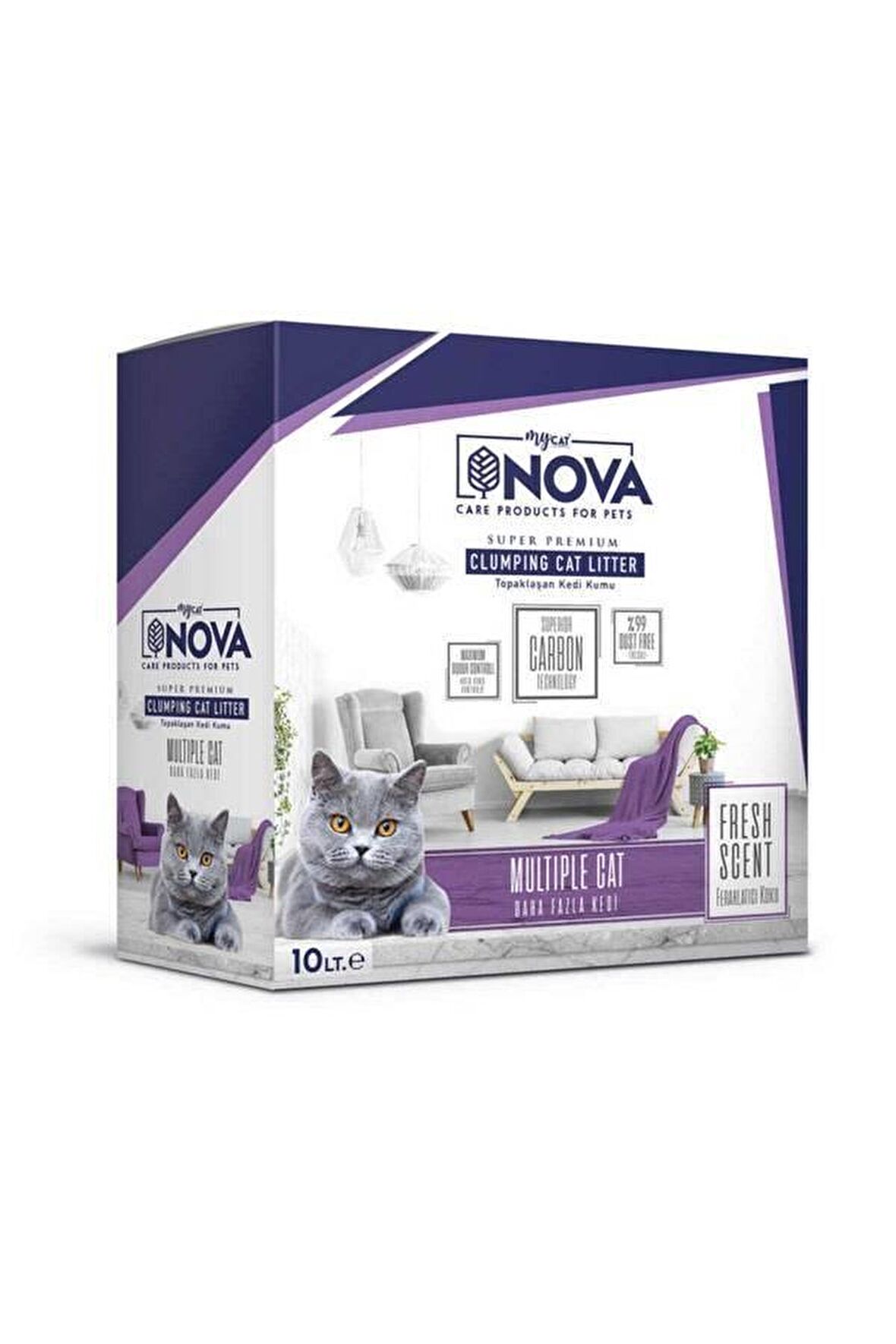 Mycat Nova Ferahlatıcı Koku (daha fazla kedi) Premium Kedi Kumu 10lt