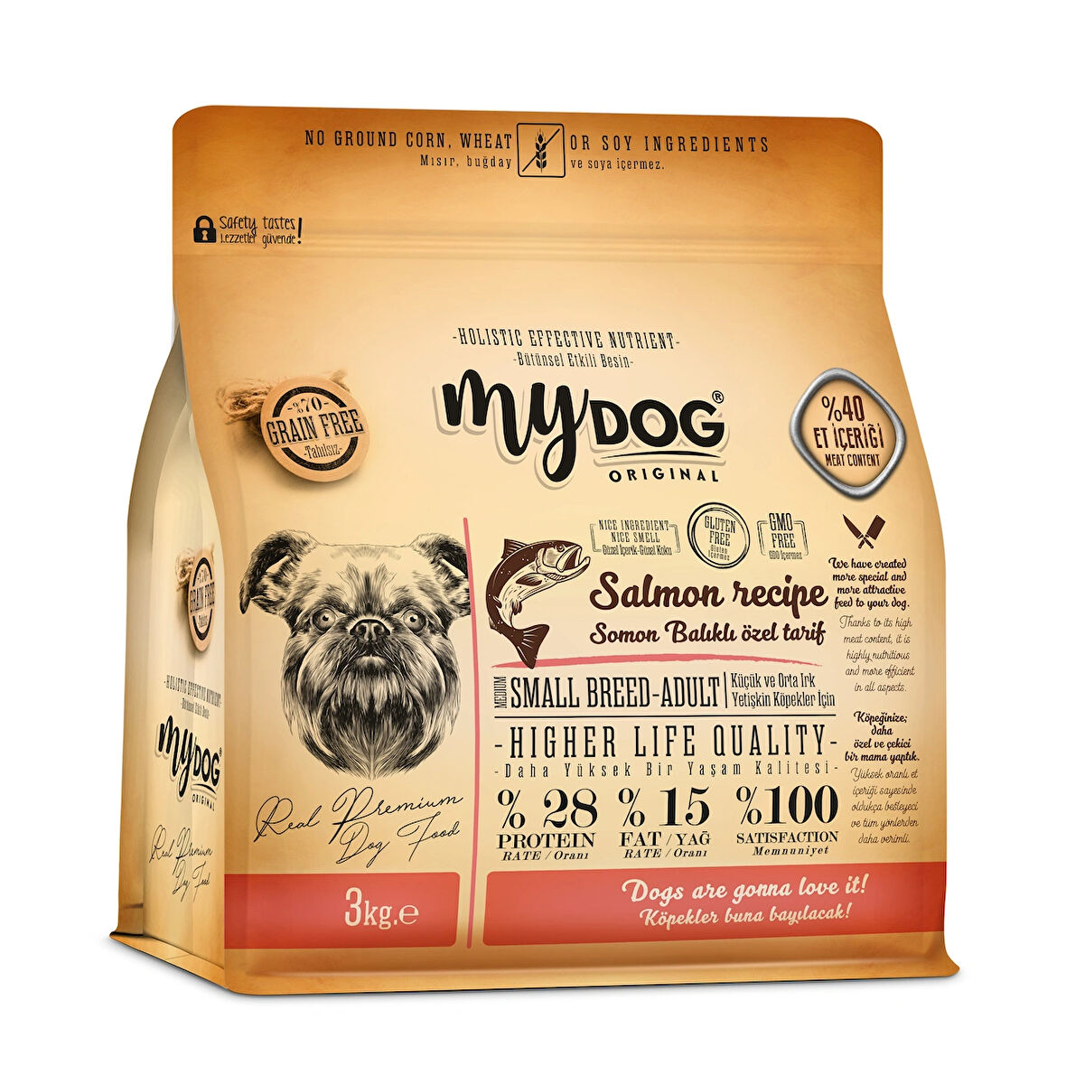 Mydog Az Tahıllı Somon Balıklı Küçük ve Orta Irk Köpek Maması 3kg