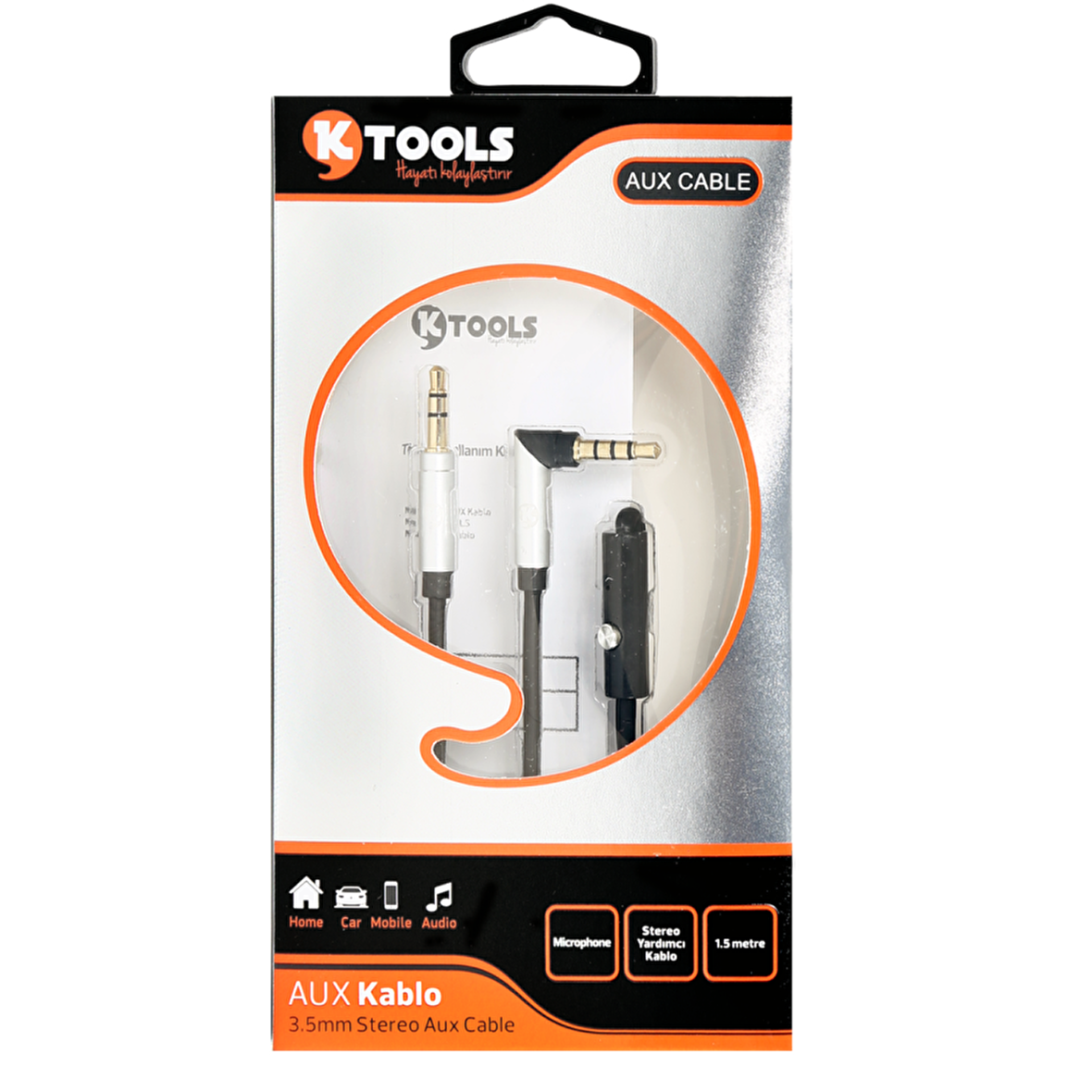 KTOOLS SOUND MIKROFONLU SIYAH AUX KABLO