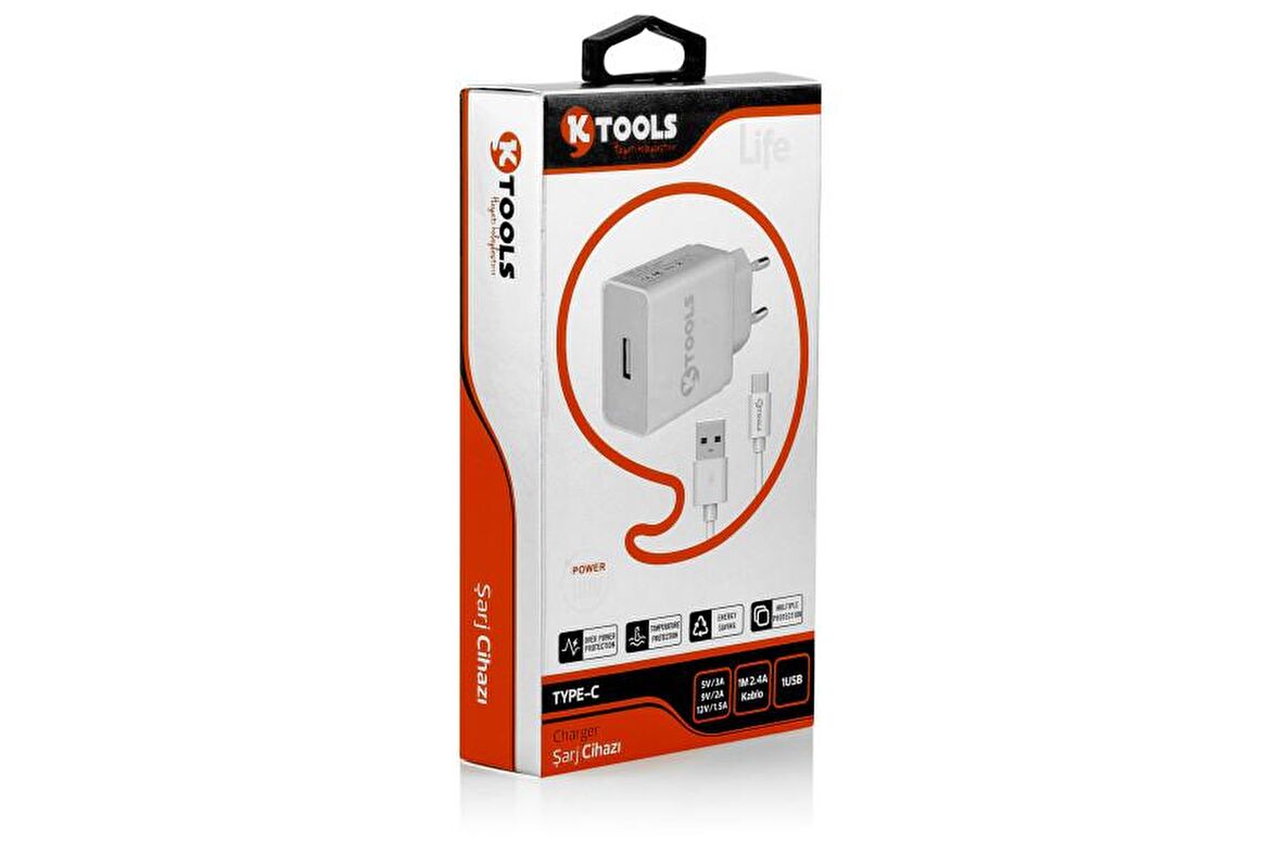 Ktools Type-C Hızlı Şarj Aleti Beyaz