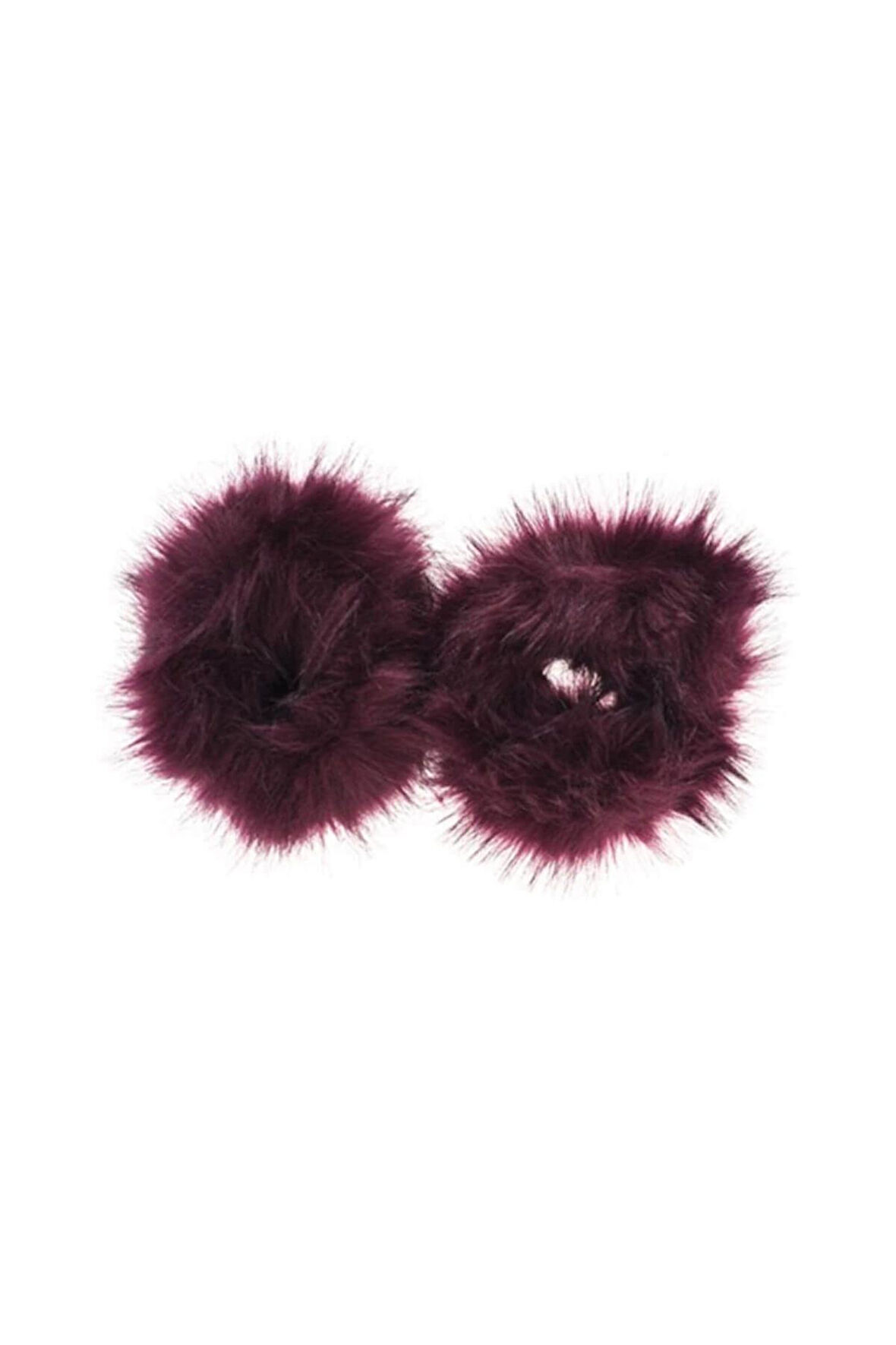 Kadın Suni Kürklü Peluş Yumuşak Bileklik Bordo