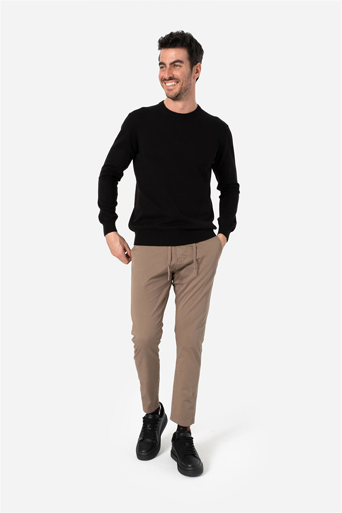 BROTHERS ERKEK STANDART KALIP BİSİKLET YAKALI BASIC  TRİKO KAZAK CUSTER SİYAH B05.242.539