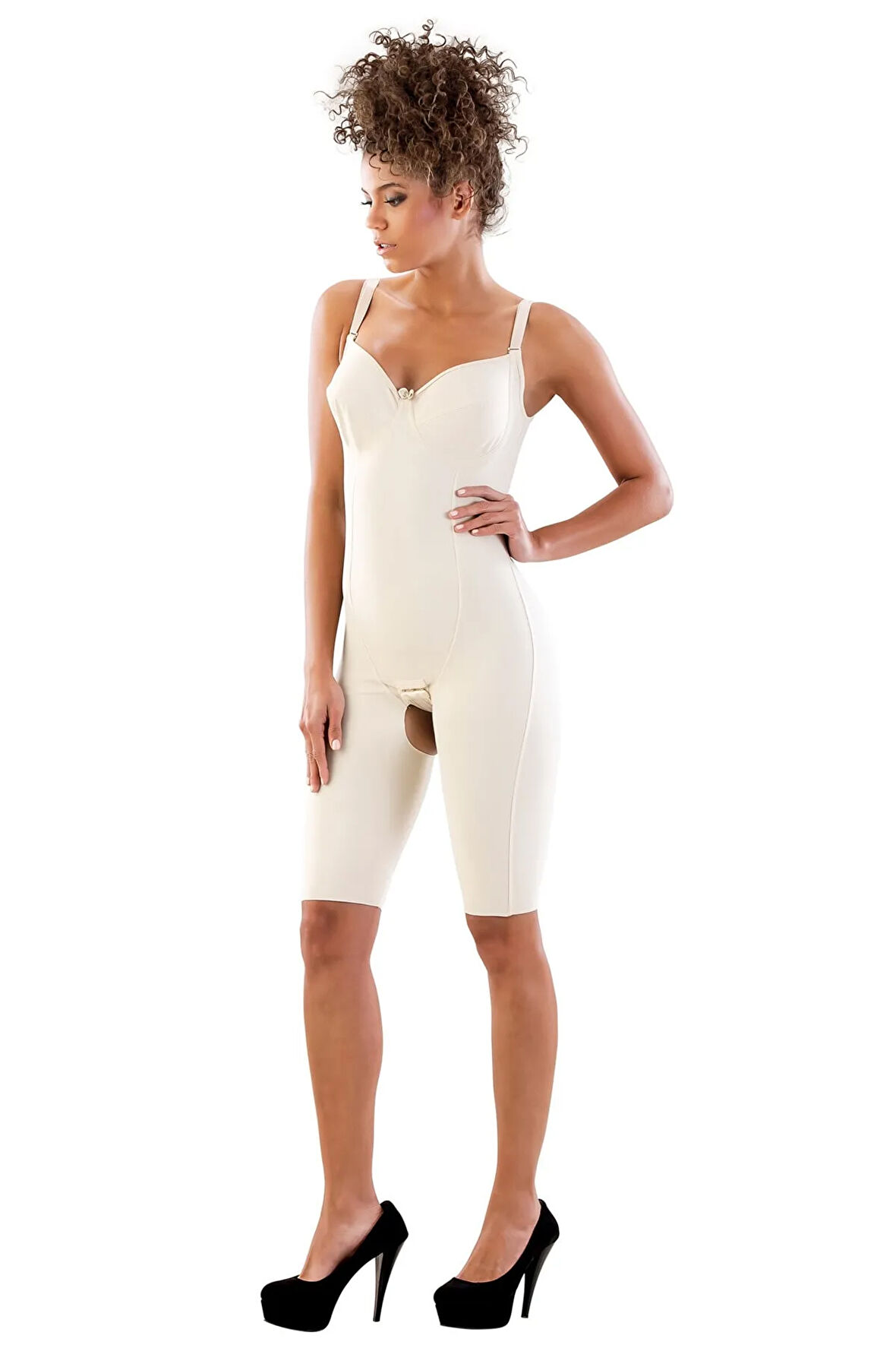 Kadın Beyaz Toparlayıcı Paçalı Boy Double Korse