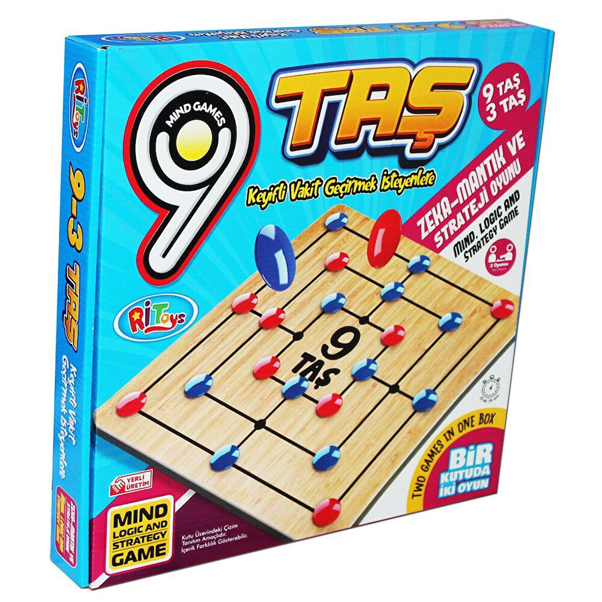 Ri Toys 28x28 cm Ahşap 9 Taş 3 Taş Zeka Oyunu 1989