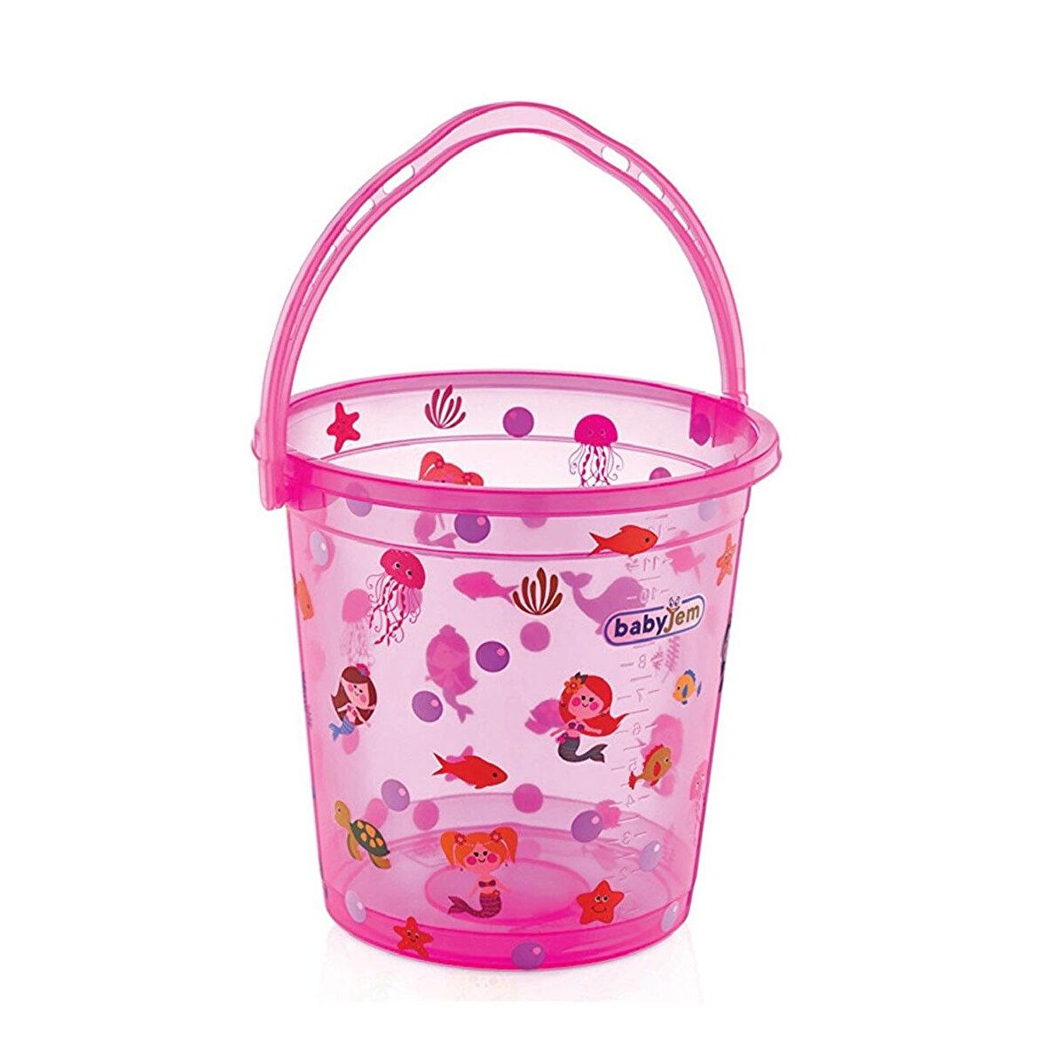 Babyjem Bebek Banyo Kovası Şeffaf Pembe Desenli