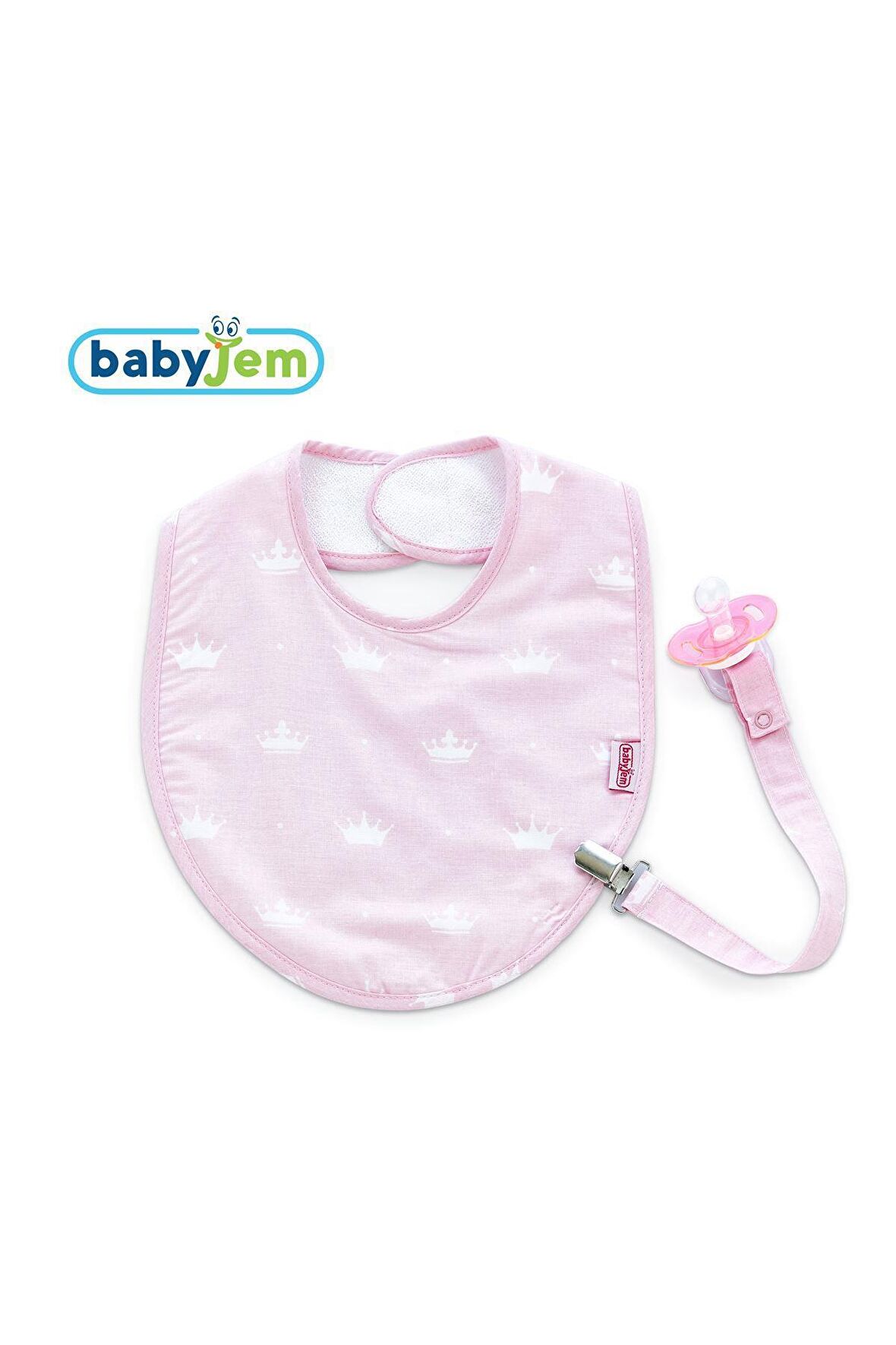 Babyjem Emzik Askılı Mama Önlüğü Pembe Taç Pembe t