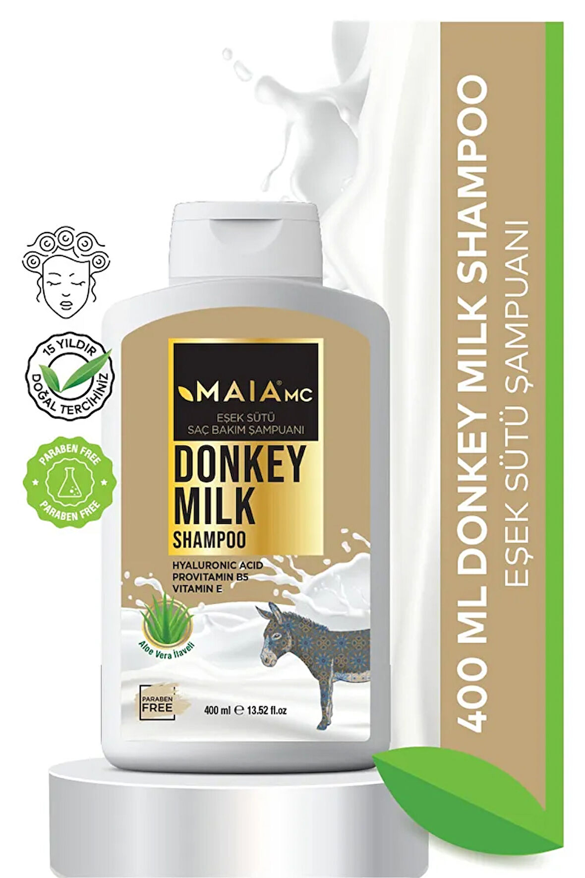 Donkey Milk Shampoo Hyaluronic Acid Provitamin B5 Vitamenin E Alae Vera Saç Köklerini Güçlendirir