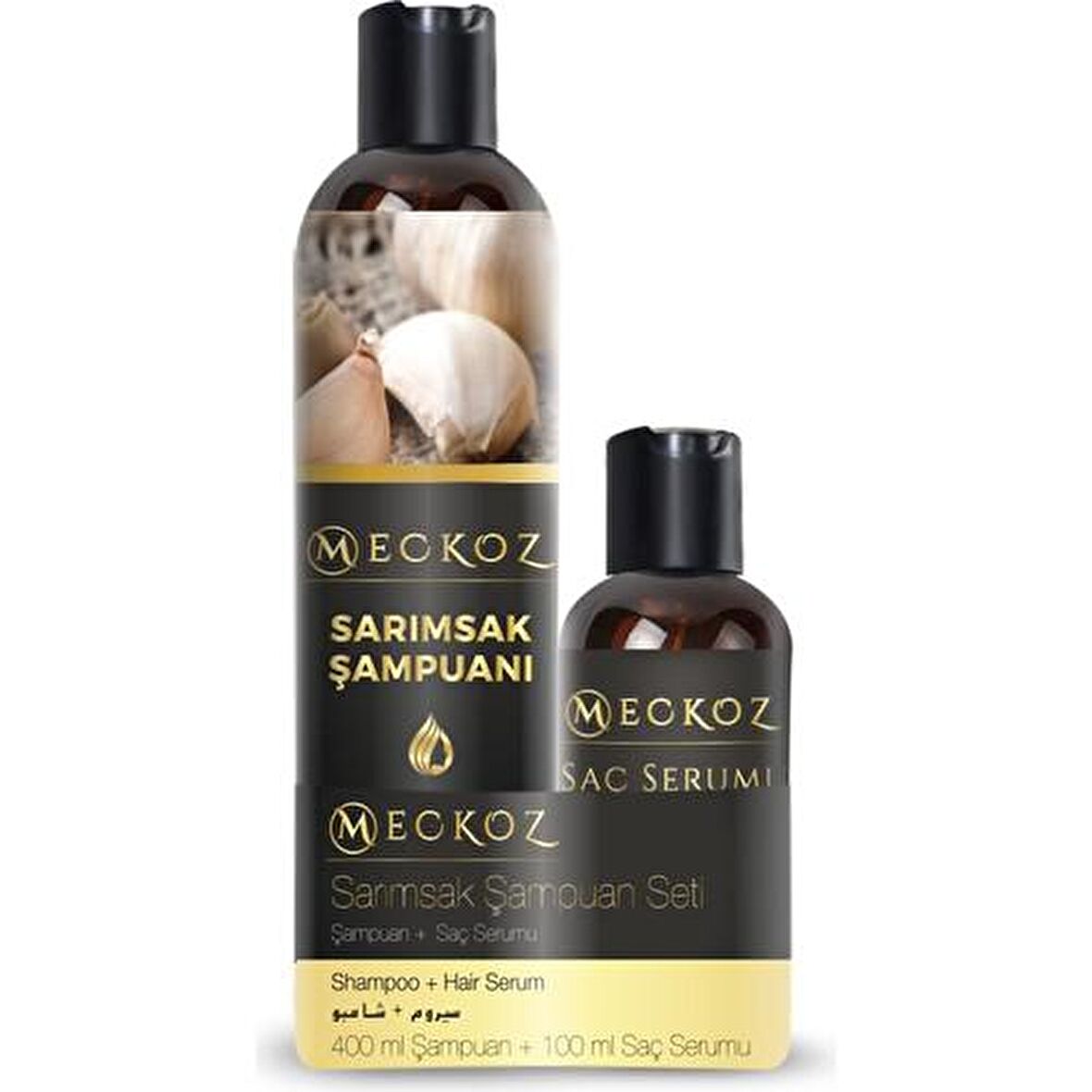 Meckoz Sarımsak Şampuan Seti (400 ml Şampuan + 100 ml Saç Serumu)