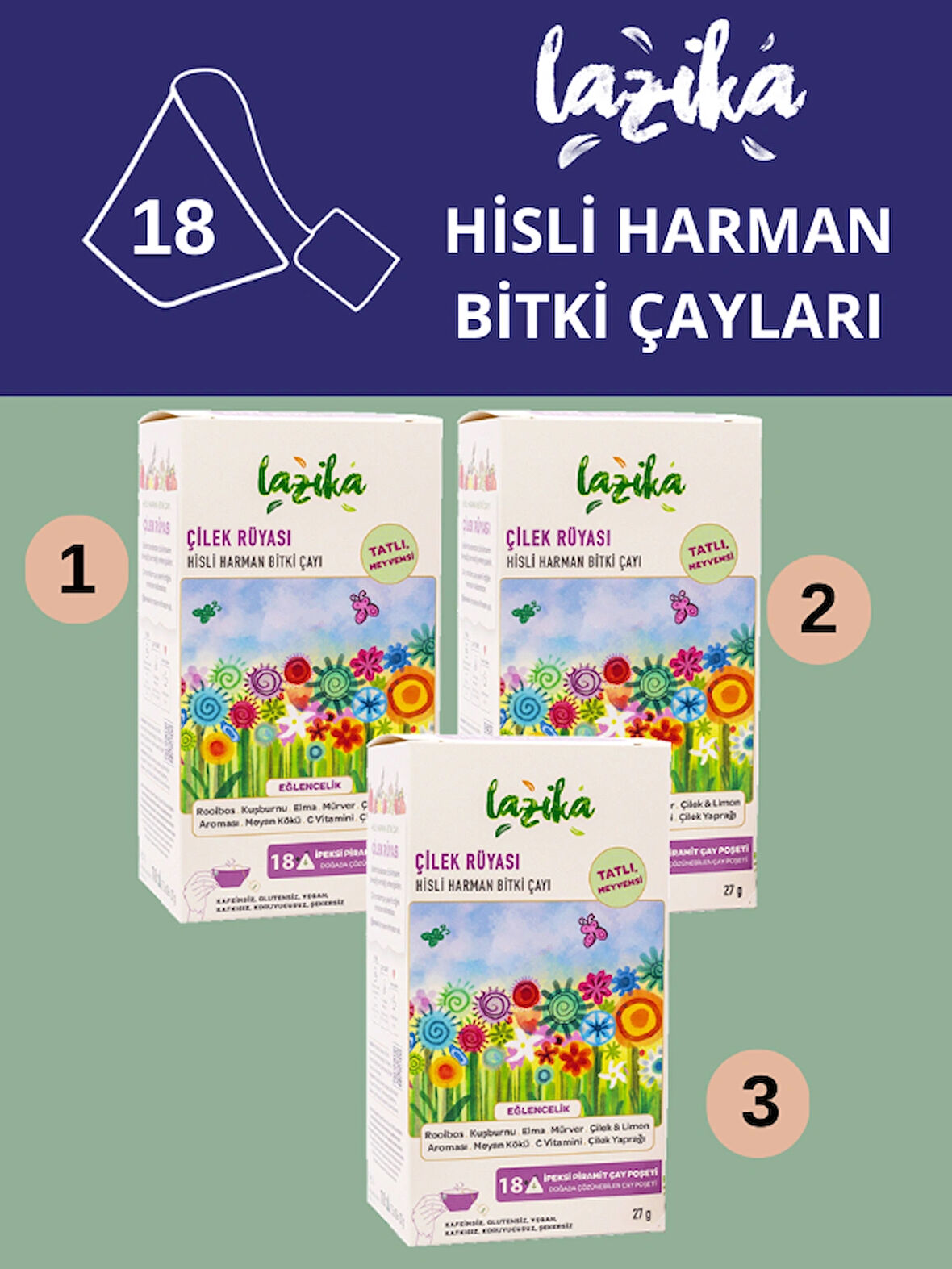 Hisli Harman Serisi Çilek Rüyası 3'lü Set