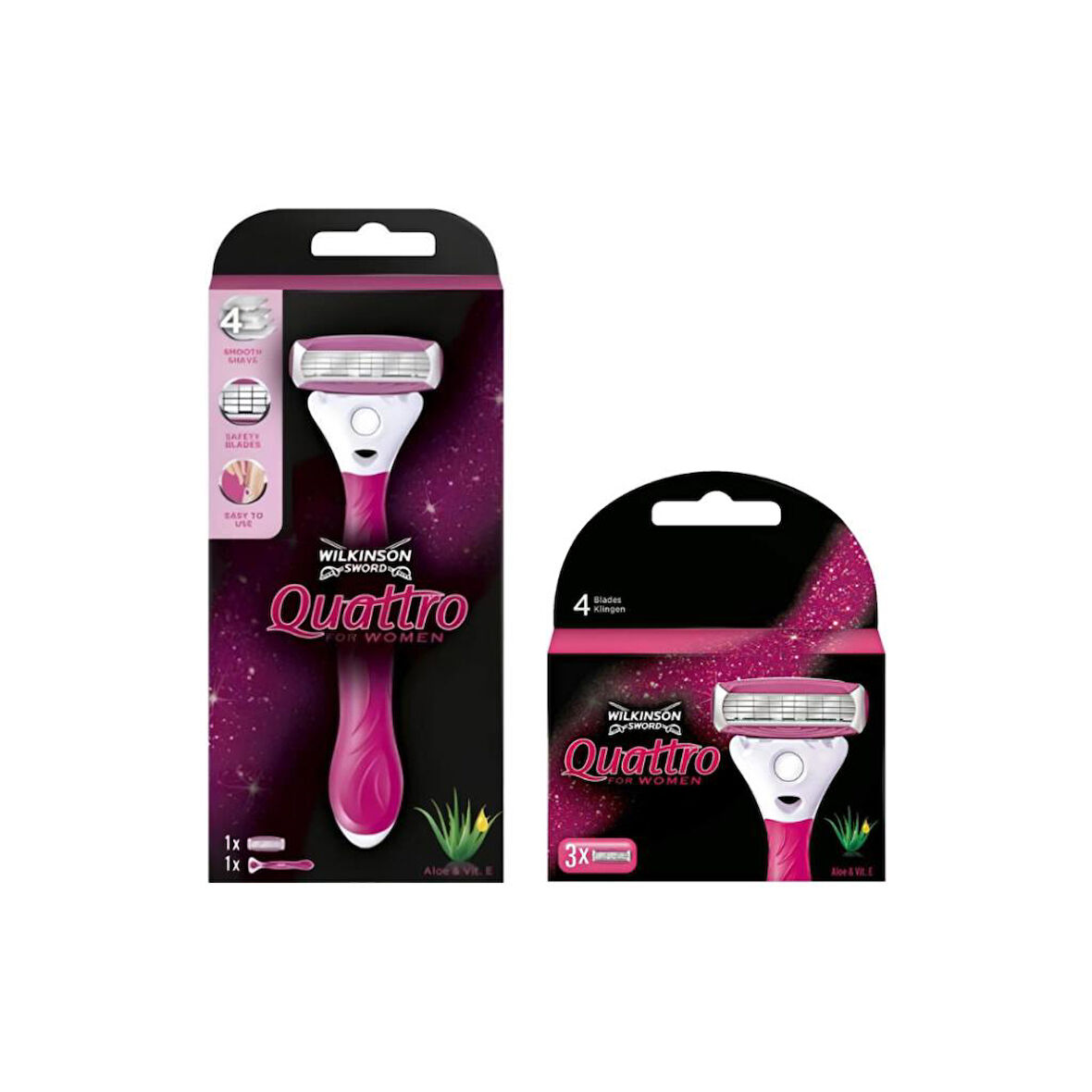 Wilkinson Sword Quattro Kadın Tıraş Bıçağı + 3 Yedek Başlık