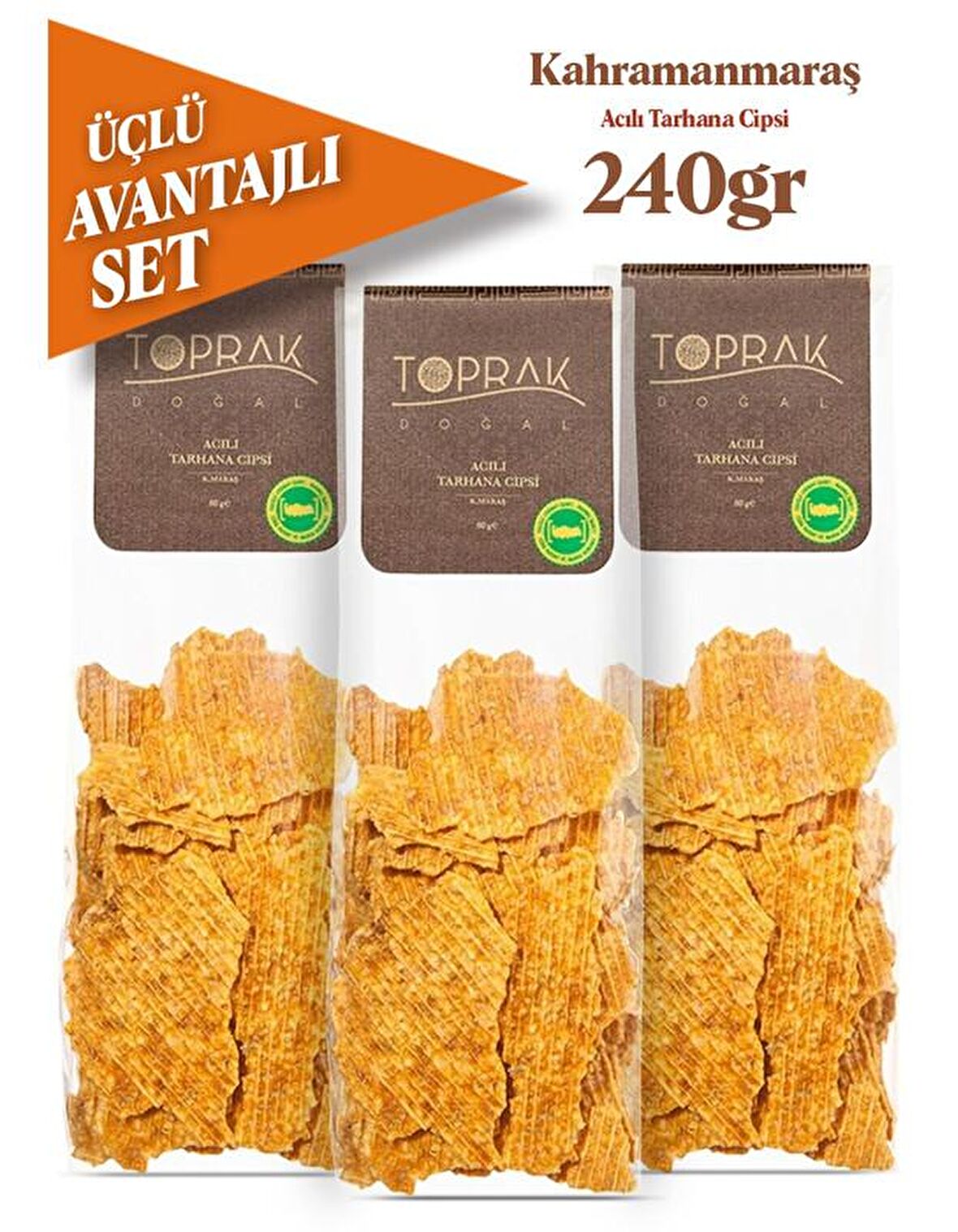 Toprak Doğal Acılı Tarhana Cipsi 3X80 Gr 