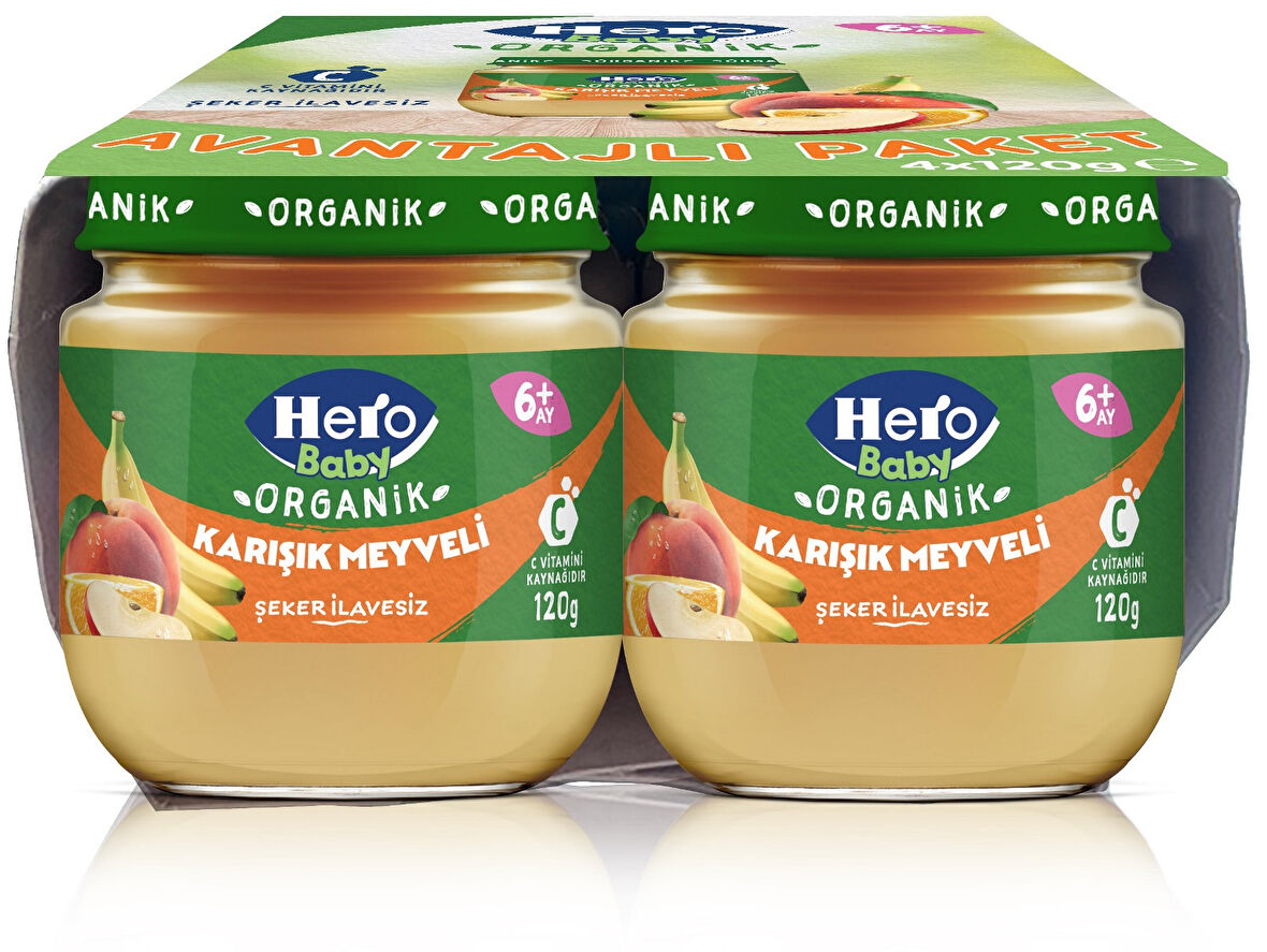 Hero Baby Kavanoz Maması 120GR Avantaj Pk (4 Lü Set) Karışık Meyveli