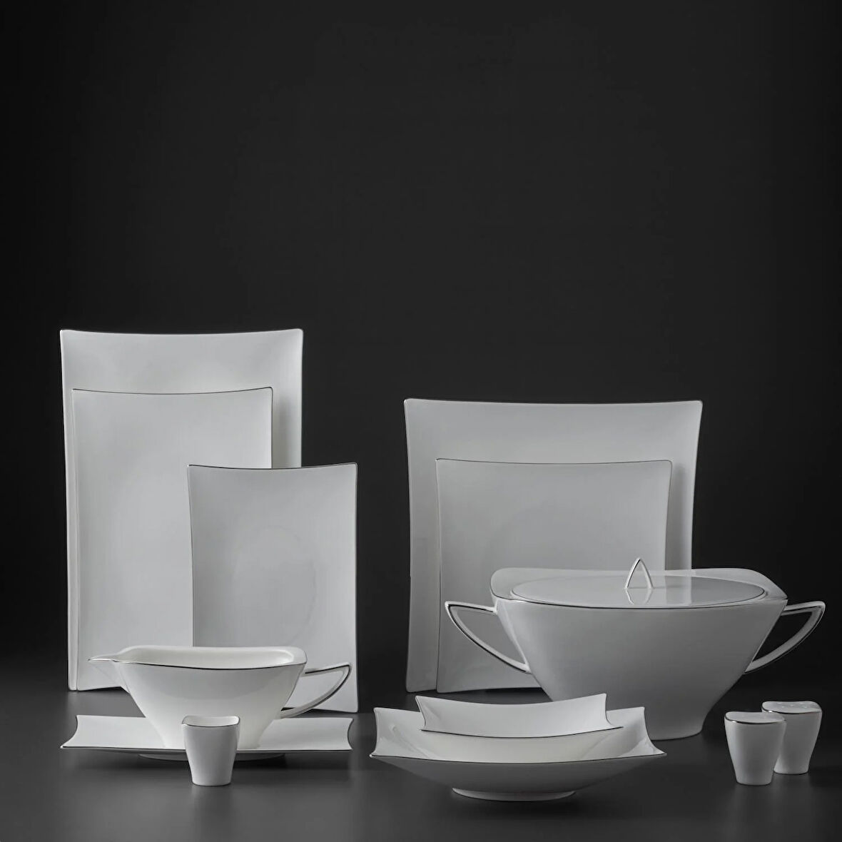 Jumbo Wind 64 Parça 12 Kişilik Yemek Takımı Platin