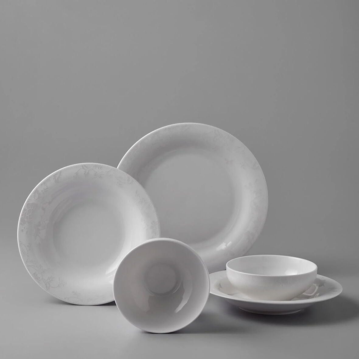 Jumbo 500.01.01.4169 Lily 24 Parça Bone Yemek Takımı