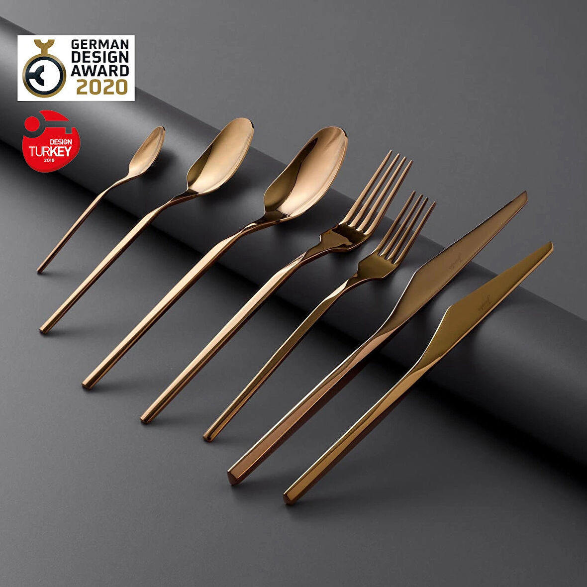 Jumbo 500.01.01.6705 5100 Quartz Titanyum Bronz Çatal Kaşık Bıçak SET 84 Parça 12 Kişilik