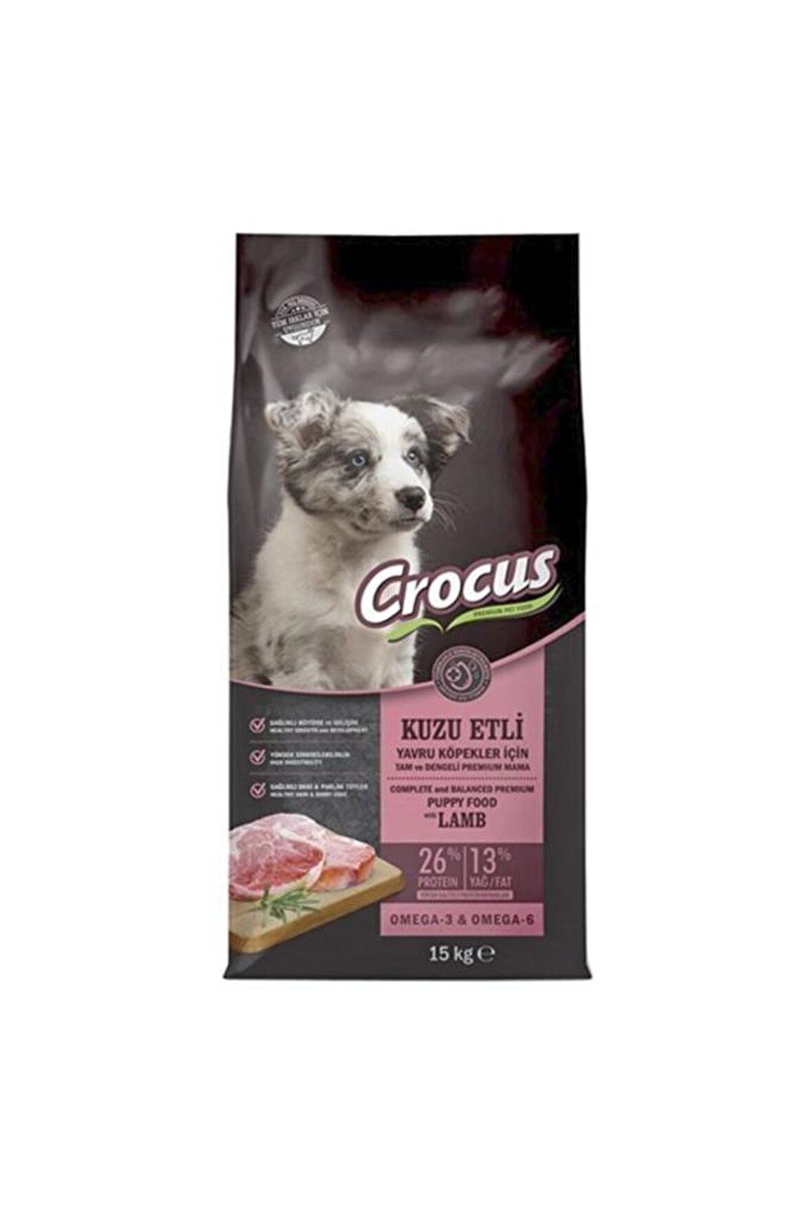 Crocus Kuzu Etli-Pirinçli Küçük Irk Yavru Kuru Köpek Maması 15 kg