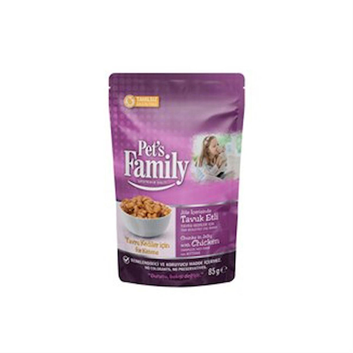 Pets Family Pouch Yavru Kediler İçin Tavuk Etli Jöle Yaş Mama 85Gr