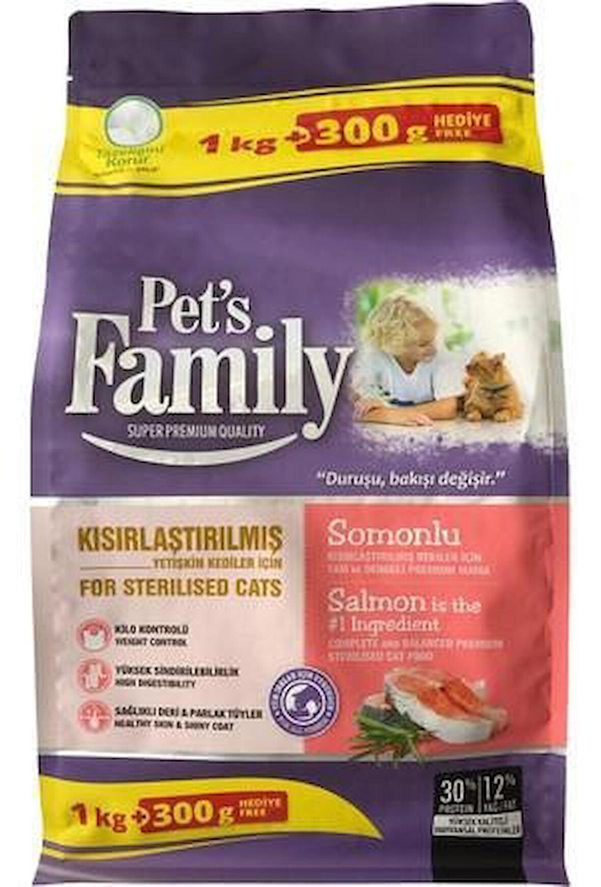 Pets Family Somonlu Yetişkin Yaş Kedi Maması 300 gr