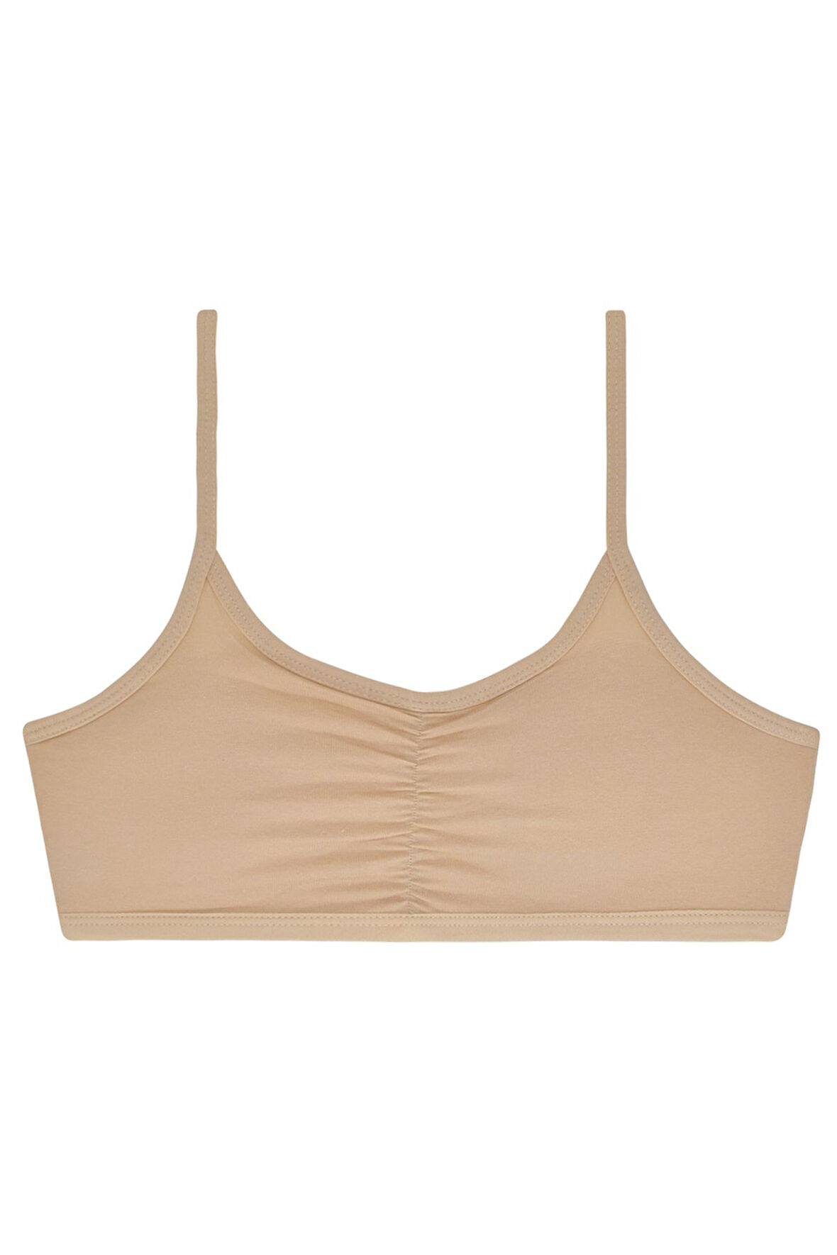 Kız Çocuk Ip Askılı Ara Büzgülü Petli 5li Bustiyer Koyu Ten Renkli